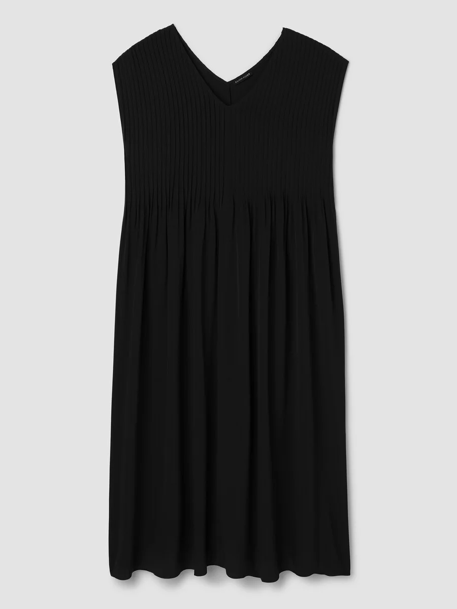 Silk Crepe de Chine V-Neck Dress - 1