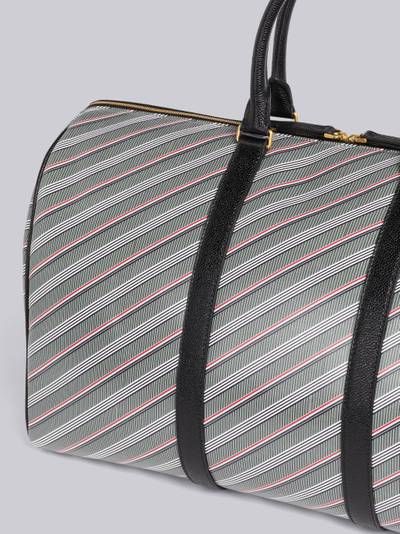 Thom Browne Medium Grey Monogram Coated Canvas Leather Shoulder Strap Holdall Bag outlook