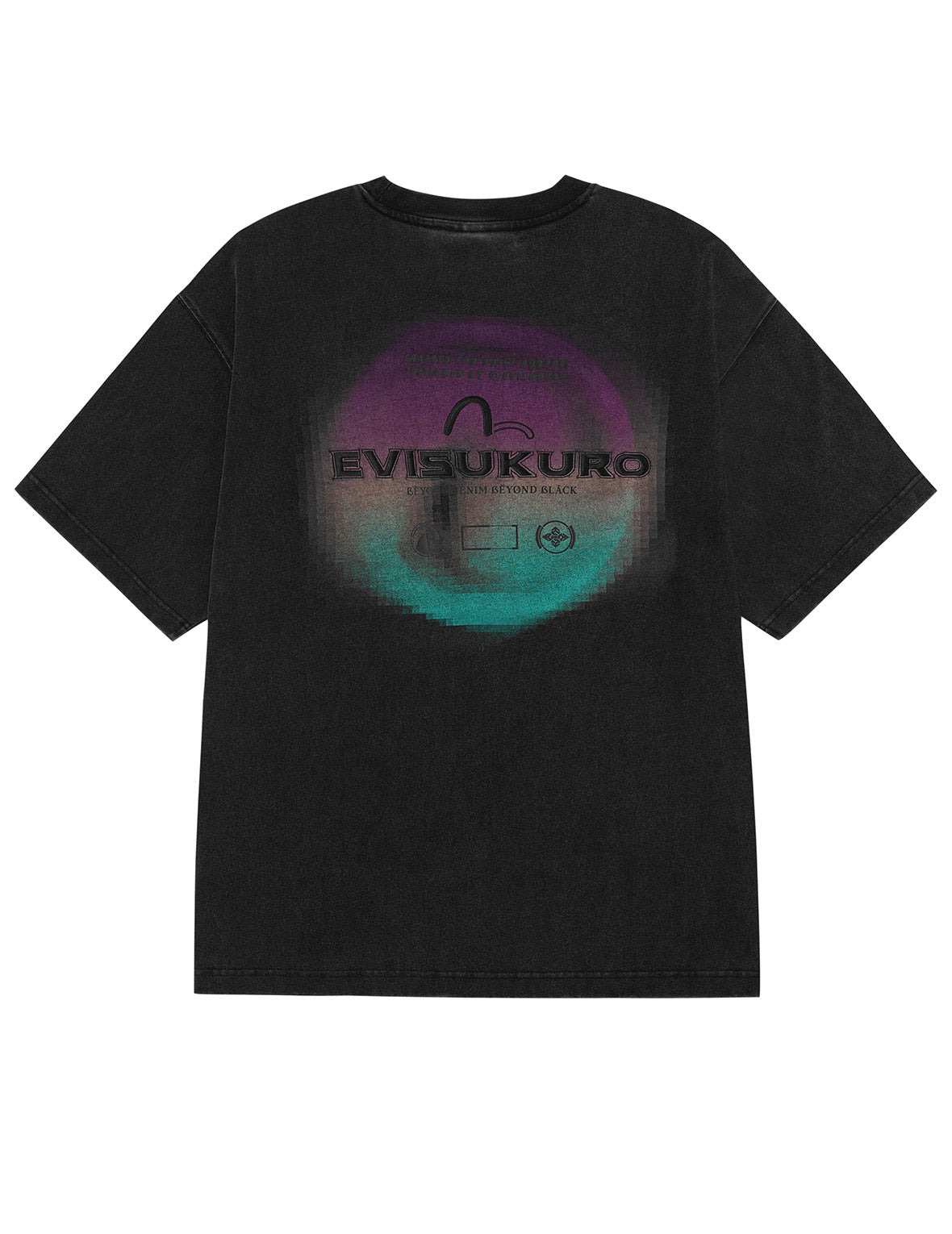 Washed Distressed Pocket and Gradient Print Loose Fit T-shirt - 12