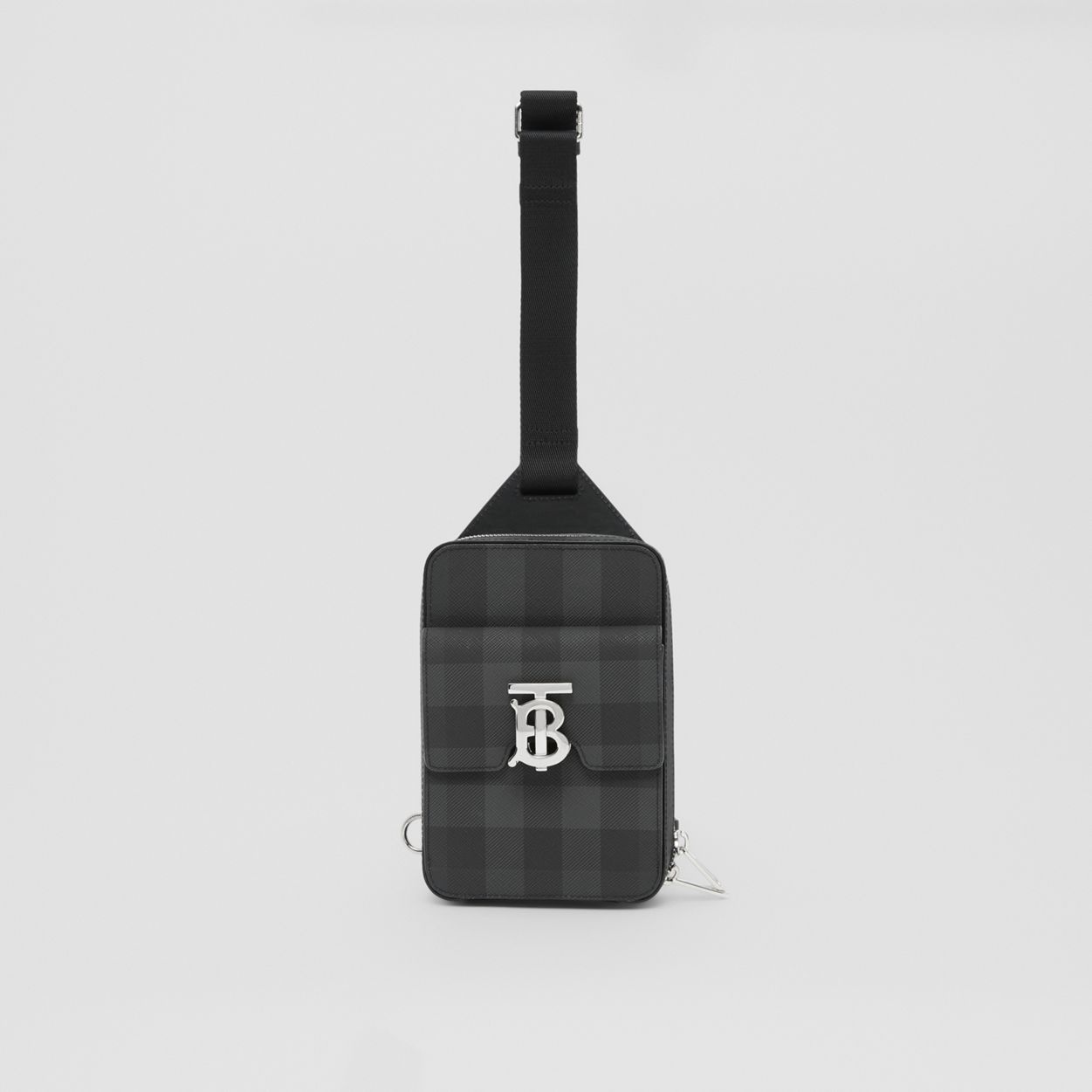 Monogram Motif Check and Leather Crossbody Bag - 9