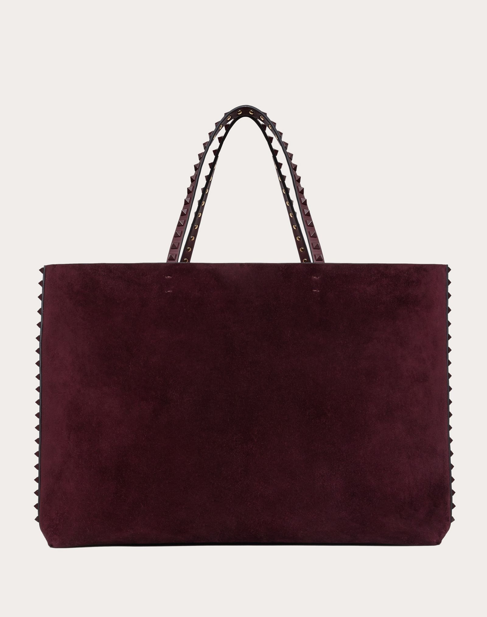 Rockstud Suede Calfskin and Full-Grain Calfskin Tote Bag - 1