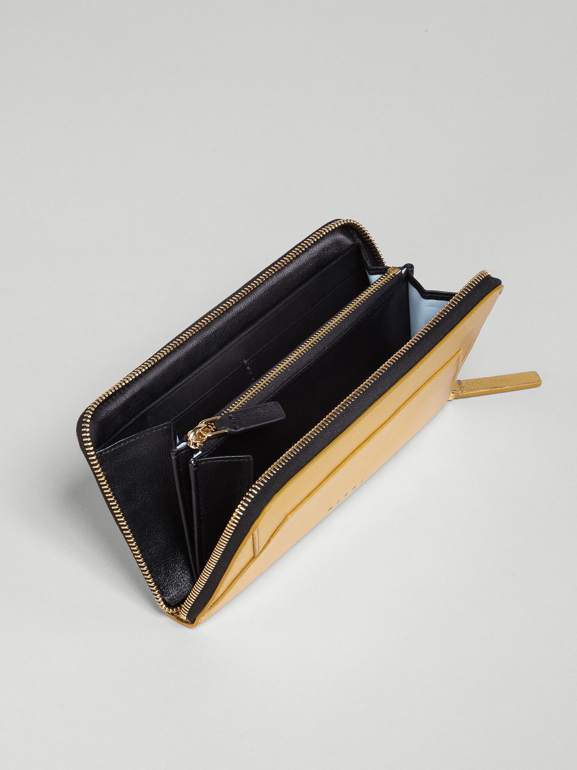 GOLD METALLIC LEATHER ZIP-AROUND WALLET - 2