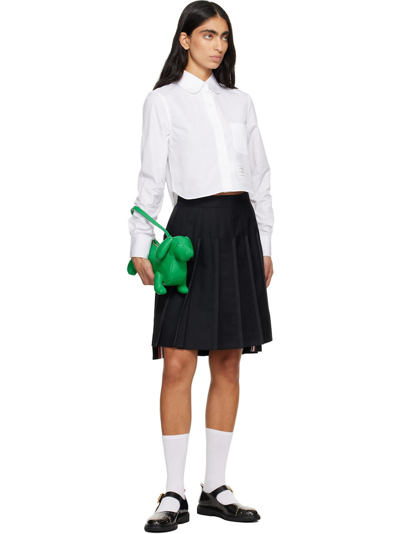 Thom Browne Black Super 120s Twill Pleated Midi Skirt outlook