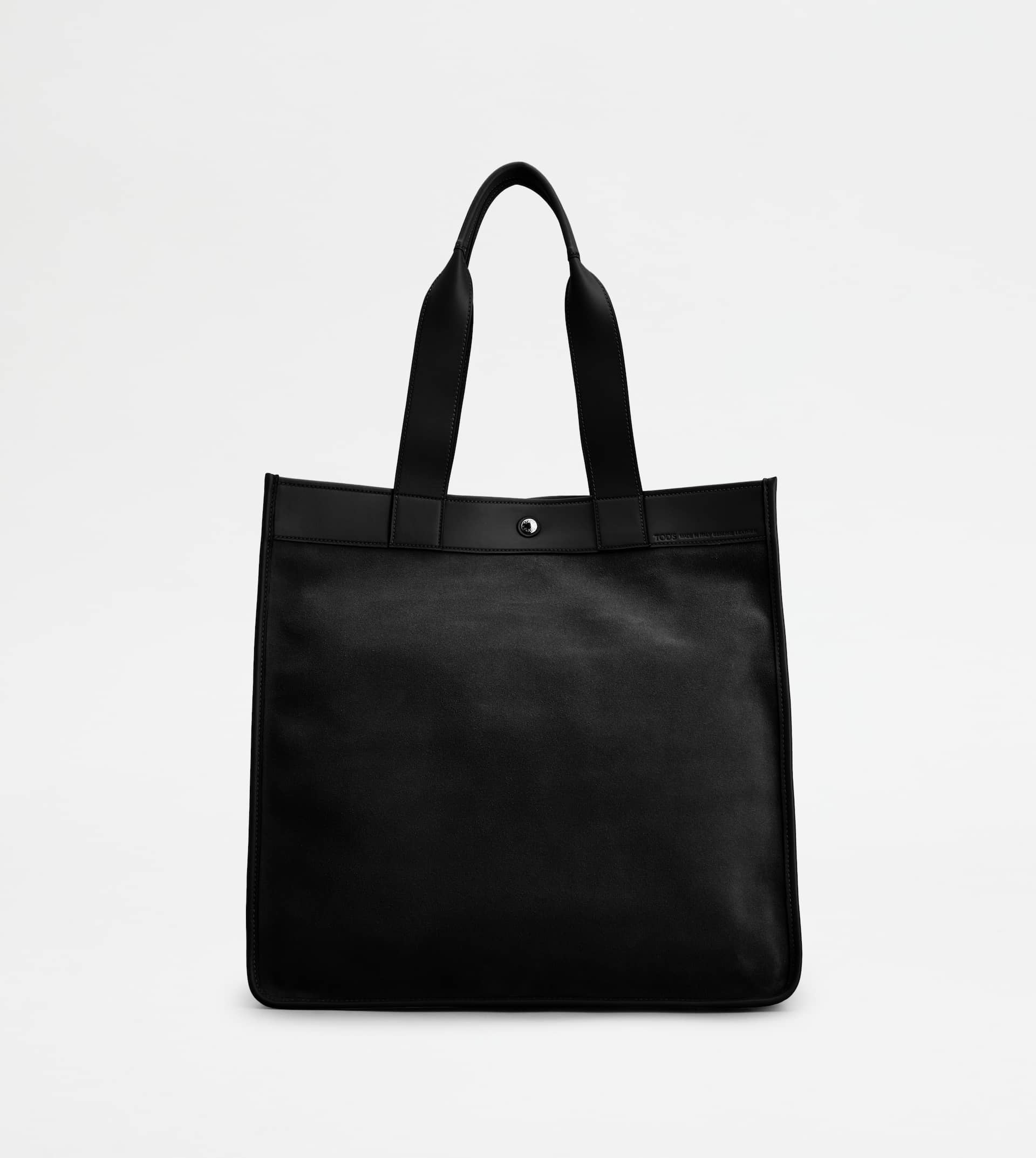 TOTE SHOPPING BAG IN SUEDE MEDIUM - BLACK - 1
