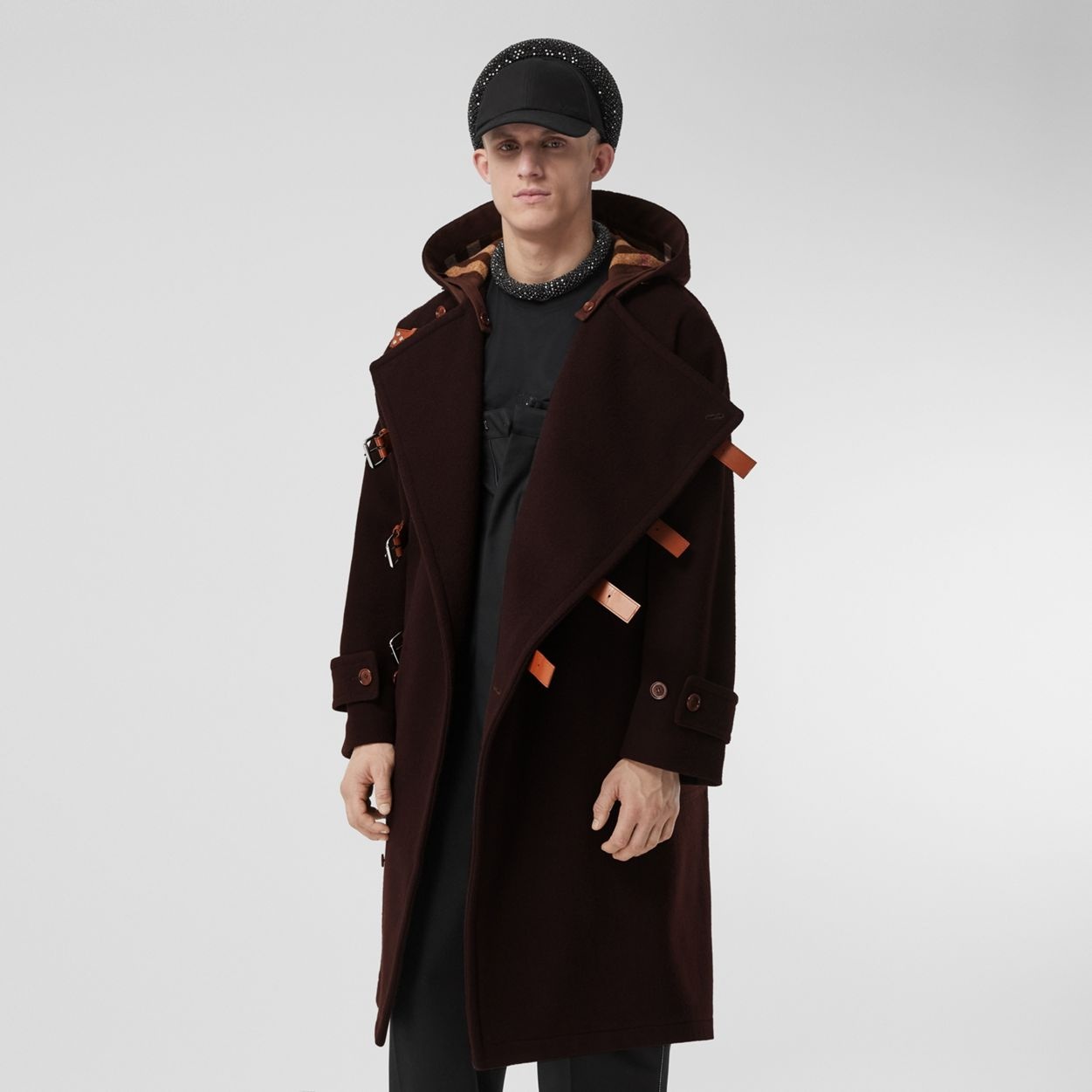 Strap Detail Wool Hooded Duffle Coat - 6