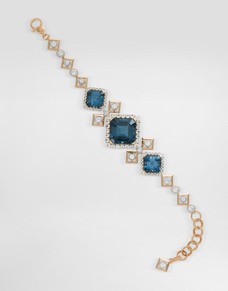 Eleganza Bracelet 18kt white and yellow gold, topazes, and sapphires 3