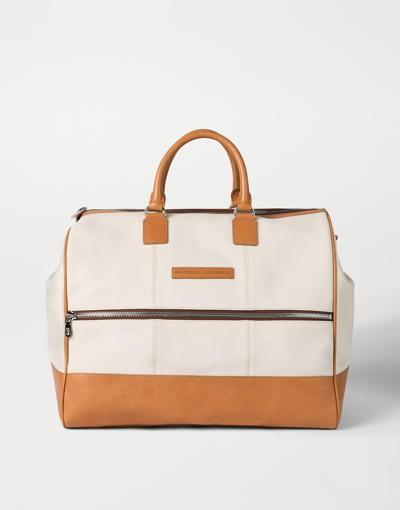 Grained calfskin and cowhide Boston leisure bag 1
