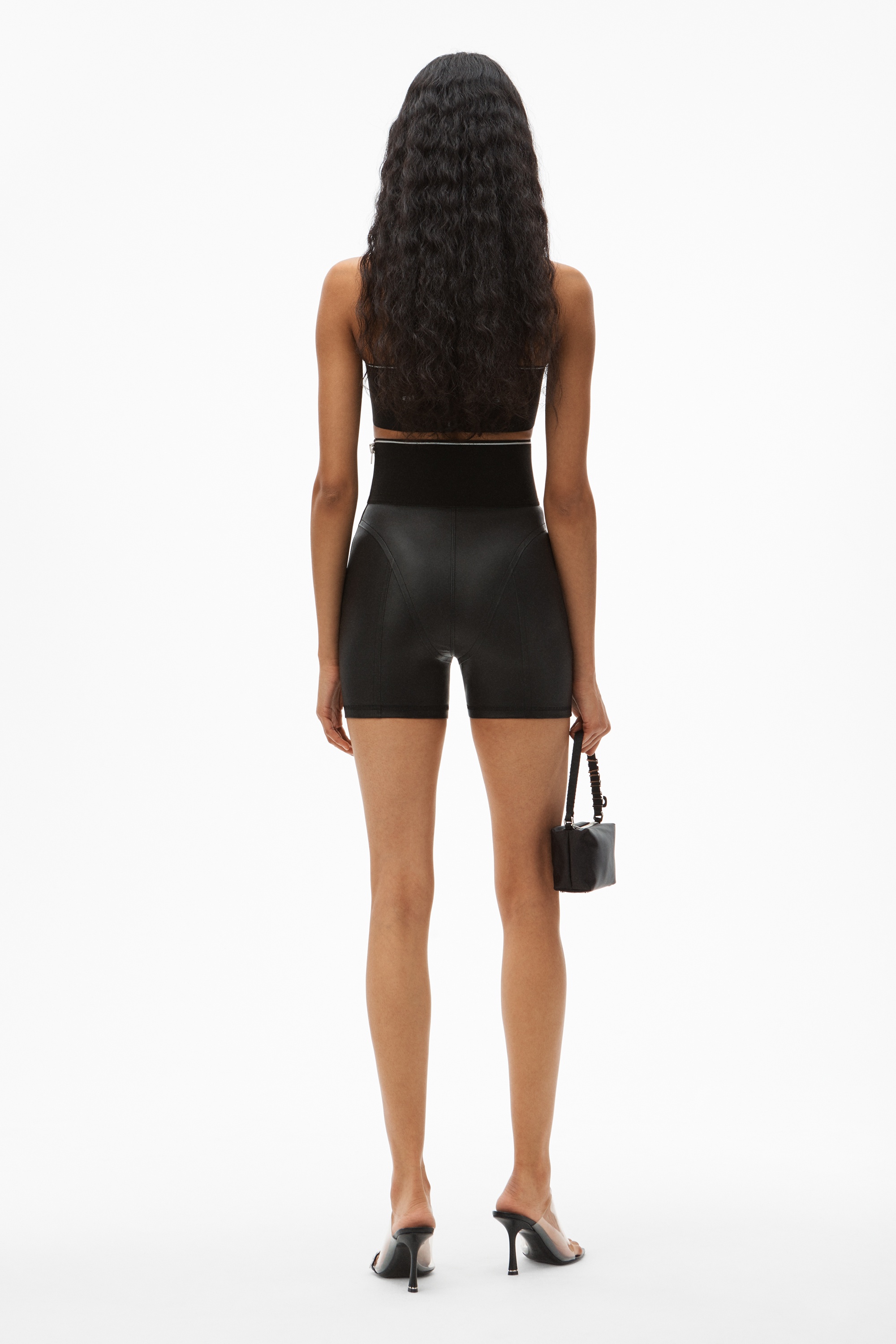 LOGO ELASTIC BIKE SHORT IN LEATHER - 4