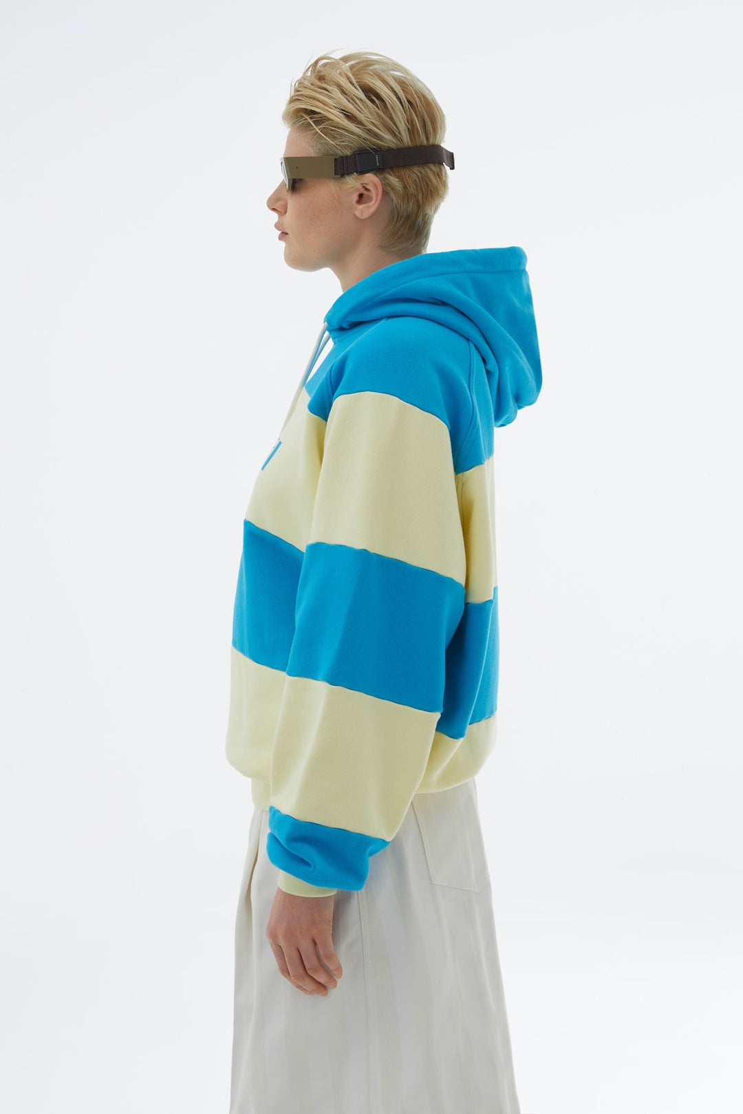 AZURE & LIGHT YELLOW HOODIE WITH LOGO - 3