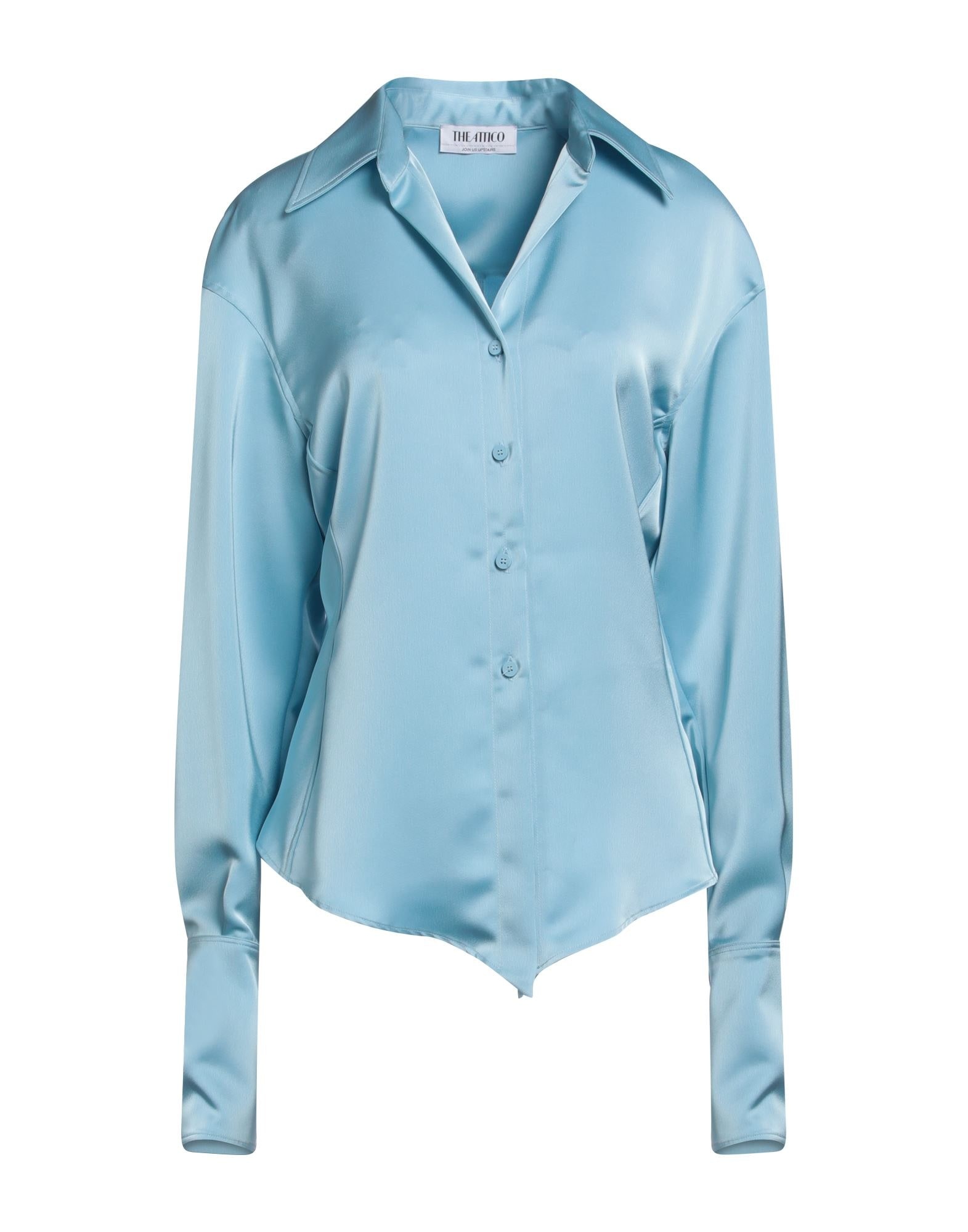 Sky blue Women's Solid Color Shirts & Blouses - 1