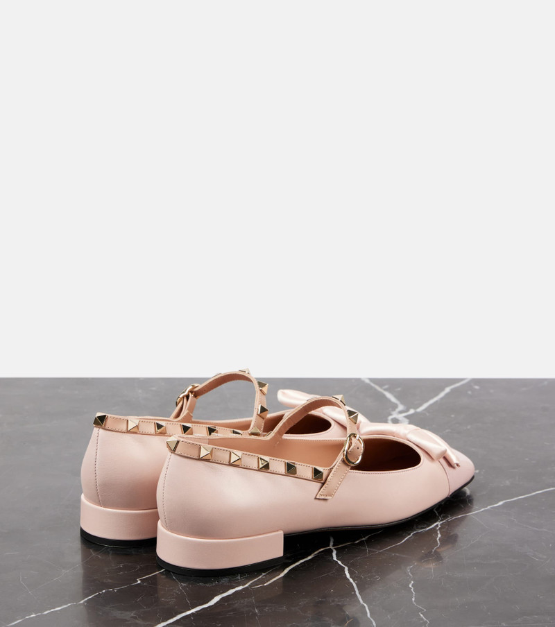 Valentino Rockstud Bow leather ballet flats outlook