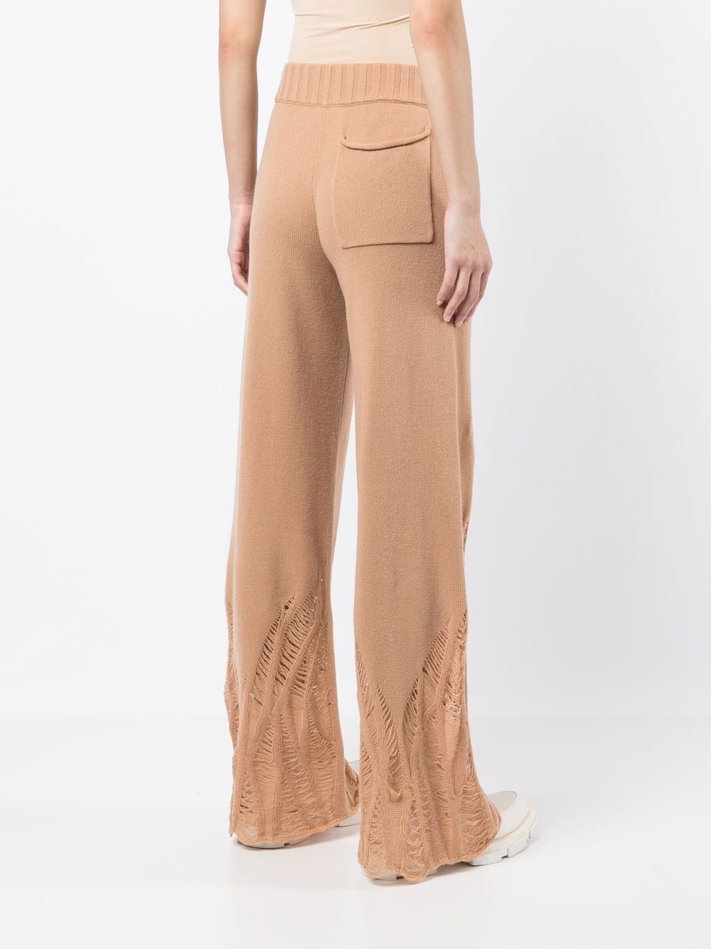 distressed high-waist cashmere trousers - 5