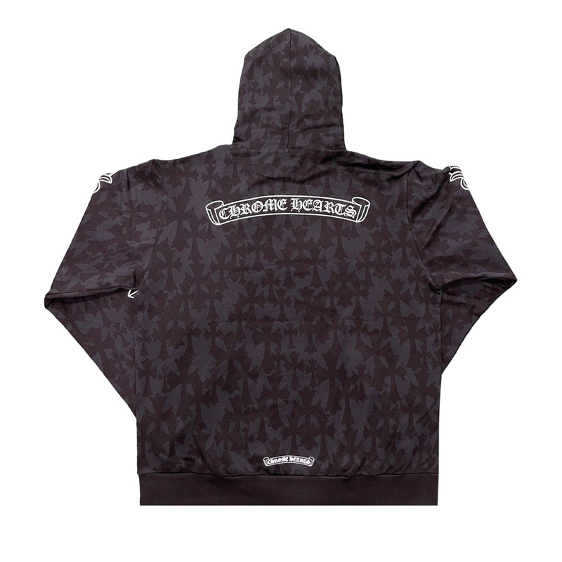 Chrome Hearts Chrome Hearts Plus Cross All Over Print Hoodie 'Black' outlook