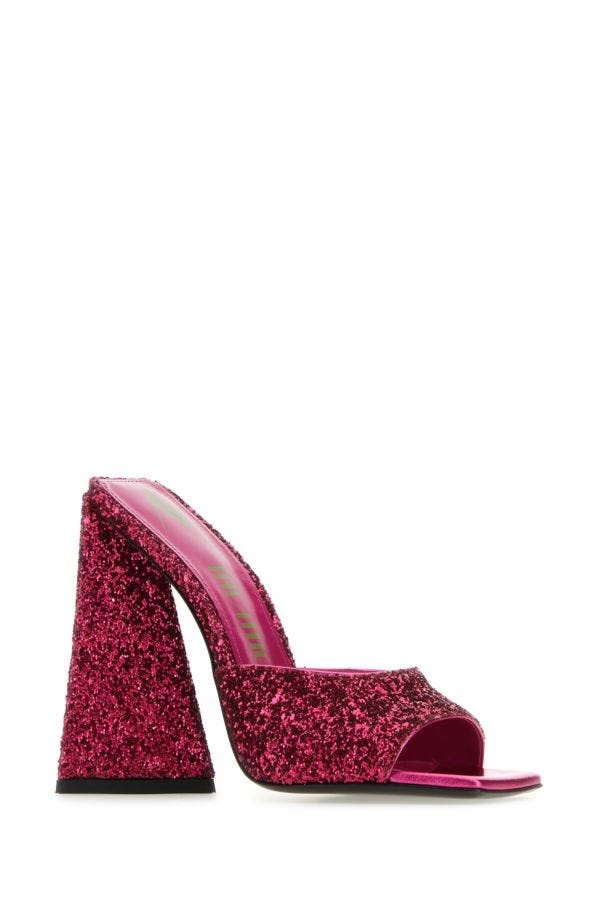 サンダル・ミュール THE ATTICO Fuchsia glitters Devon mules (227WS000G001 008) THE ATTICO The Attico Woman Fuchsia Glitters Devon Mules