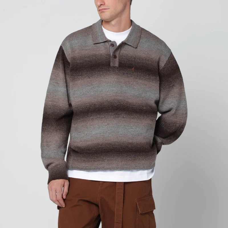 Multicolour striped polo sweater - 1