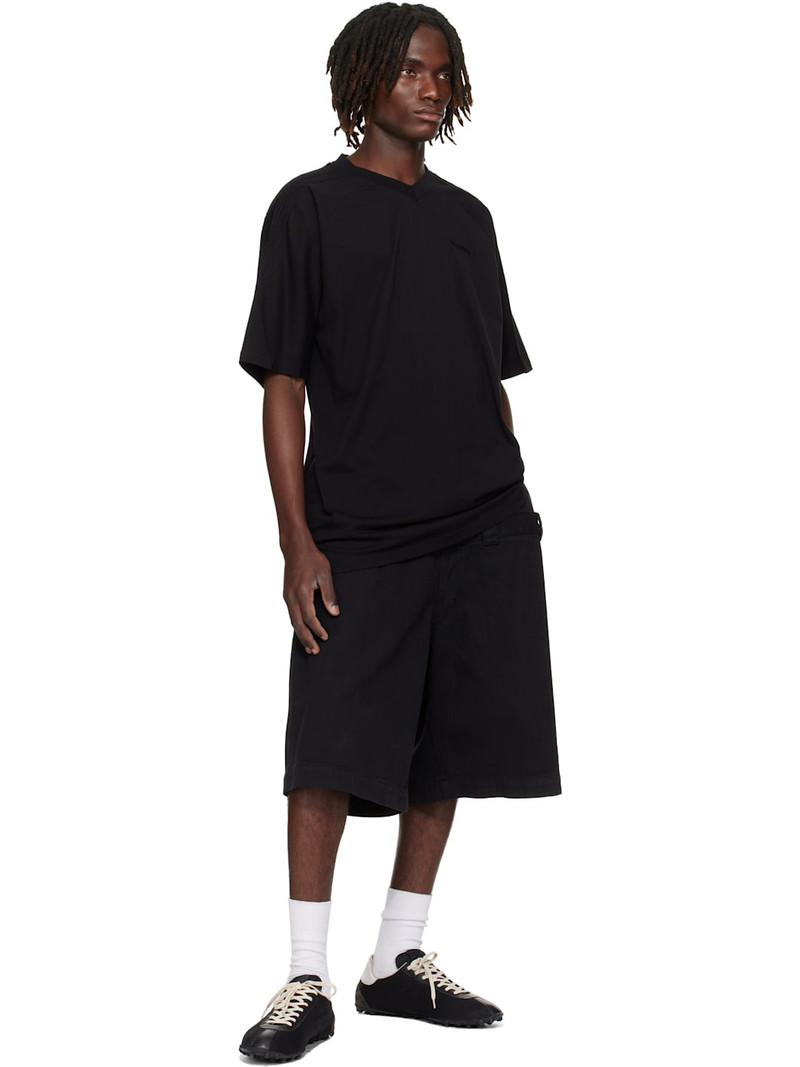 VETEMENTS Black Cut-Up V-Neck T-shirt outlook