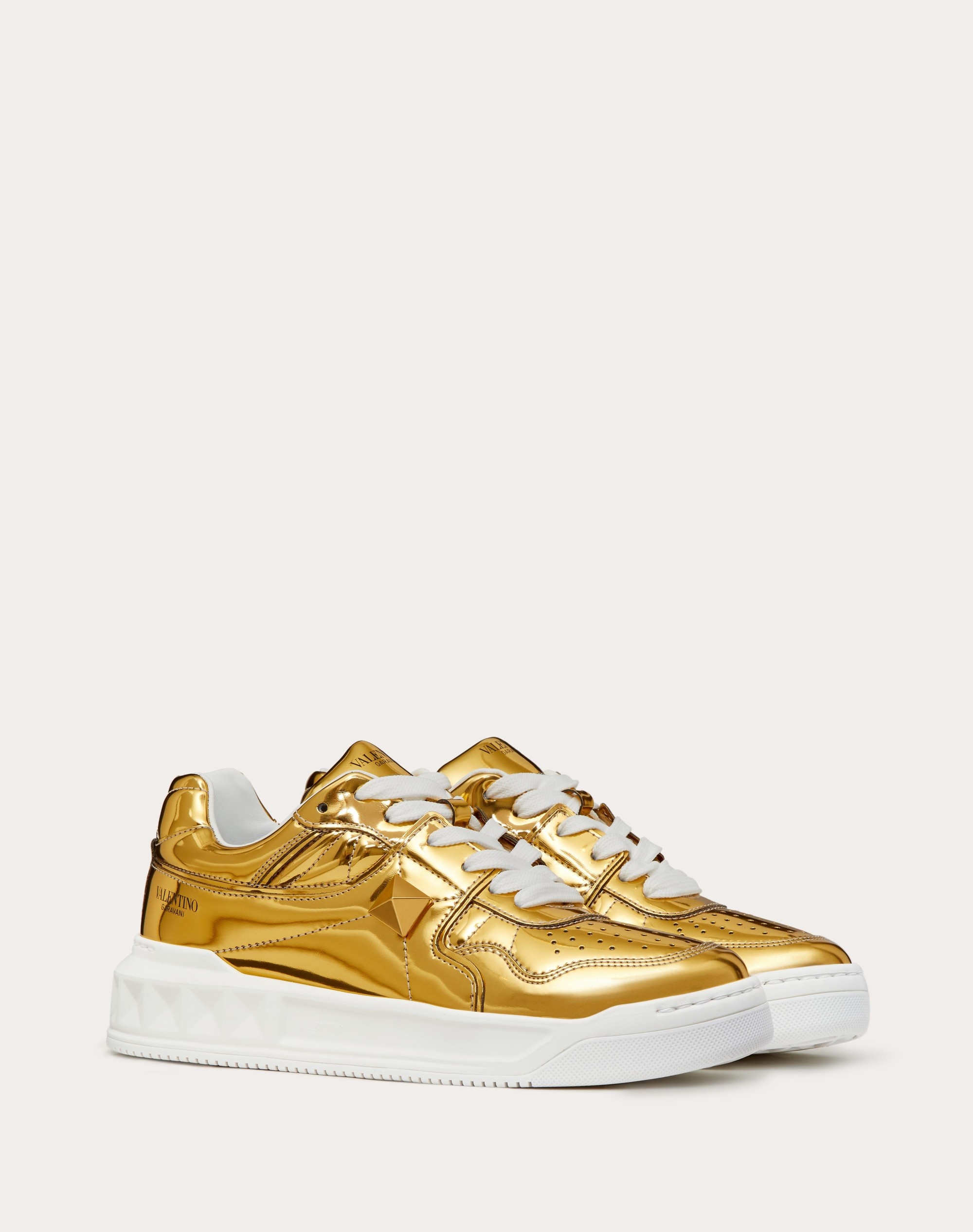 ONE STUD LOW-TOP MIRROR-FINISH SYNTHETIC FABRIC SNEAKER - 2