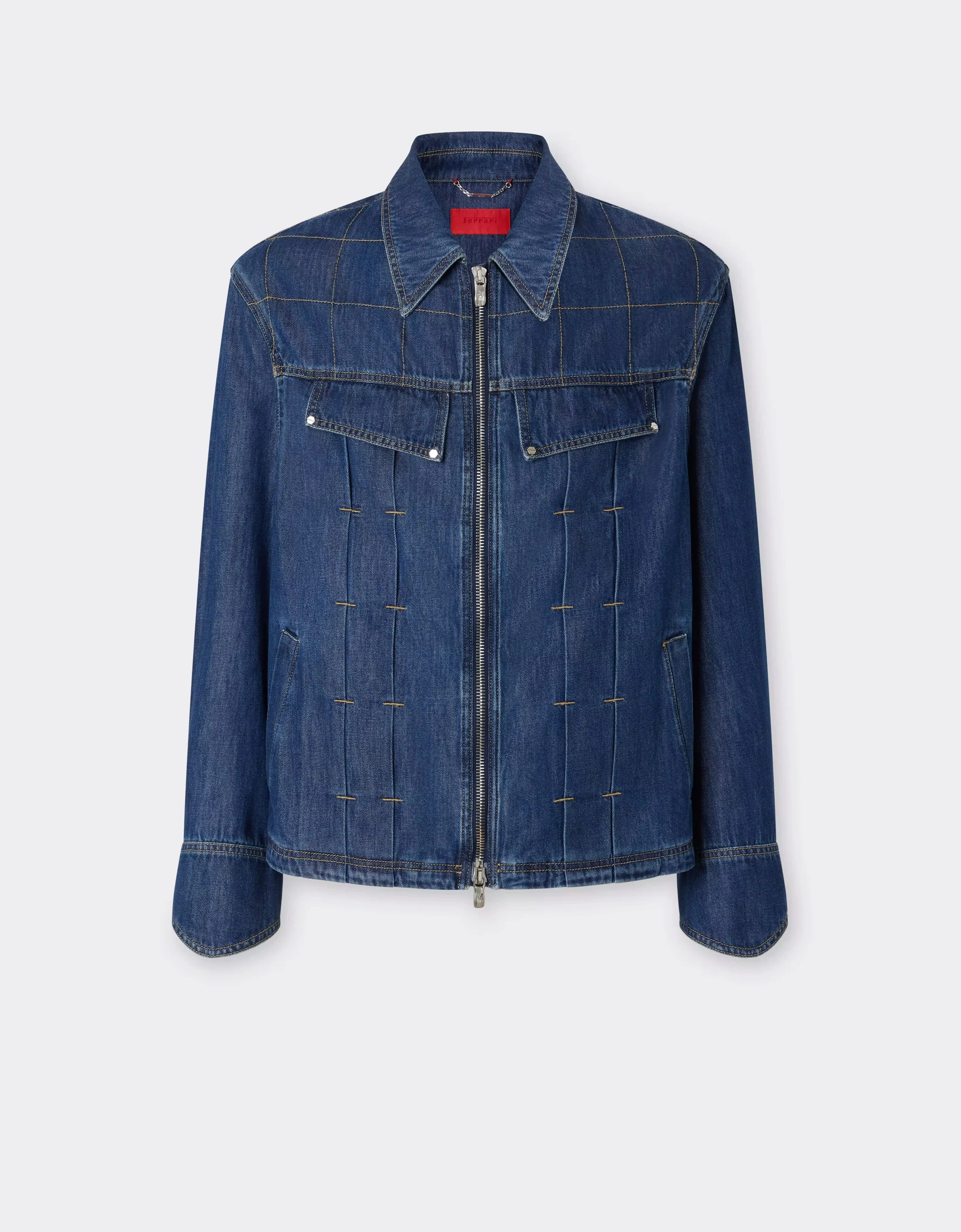 Denim Jacket with Topstitching - 1