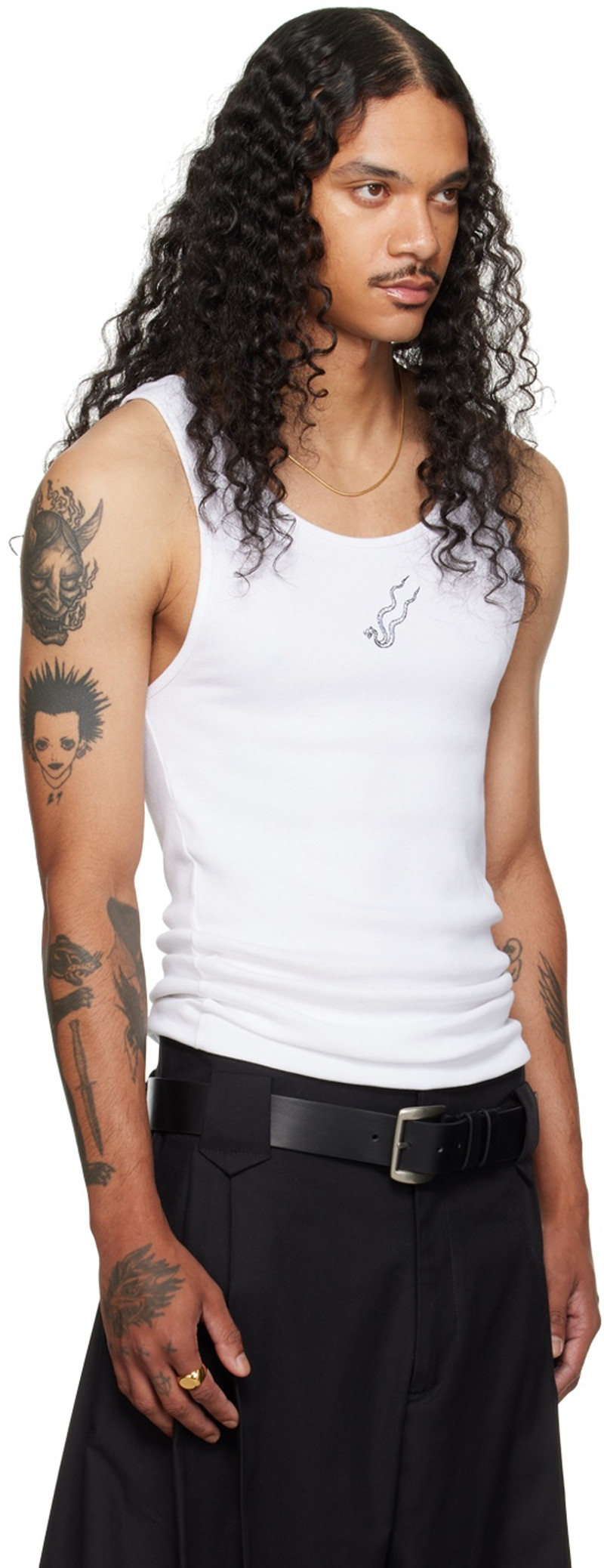 LU'U DAN White Logo Embroidered Tank Top outlook