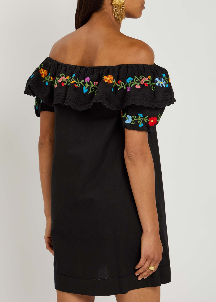 Rixo Saige Ombre Floral-embroidered Cotton Mini Dress - 3