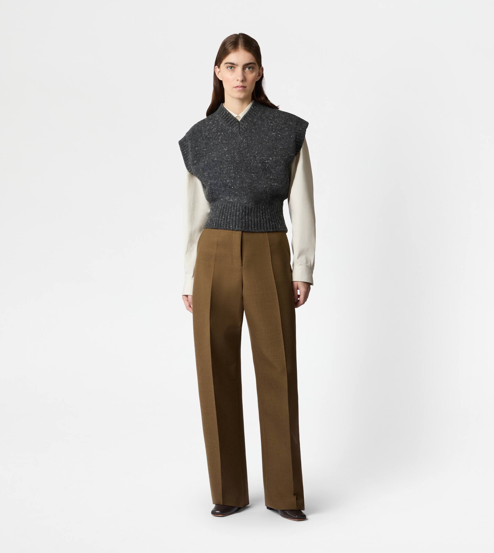 PANTS IN WOOL - BROWN - 2