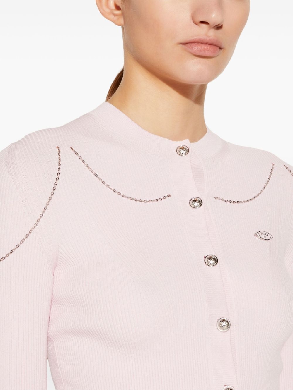 chain-embellished cardigan - 5