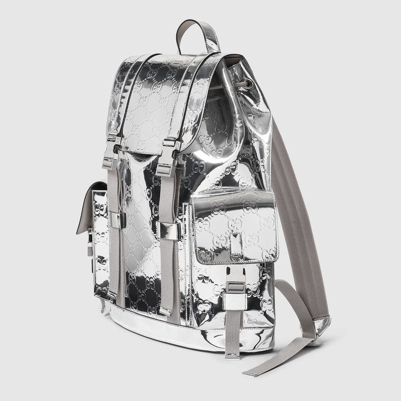 GUCCI Large mirror-effect GG backpack outlook