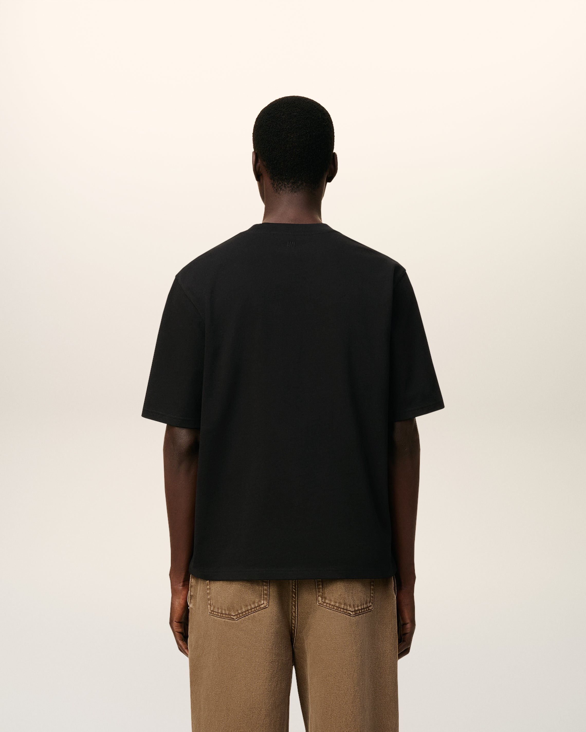 BLACK COTTON AMI DE COEUR T-SHIRT - 5
