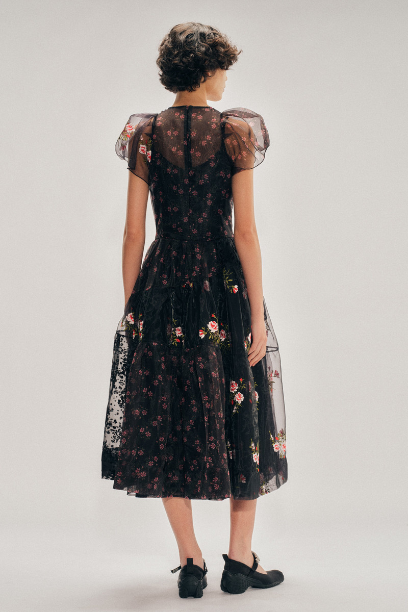 Sheer Puff Sleeve Patchwork Flounce Dress 3