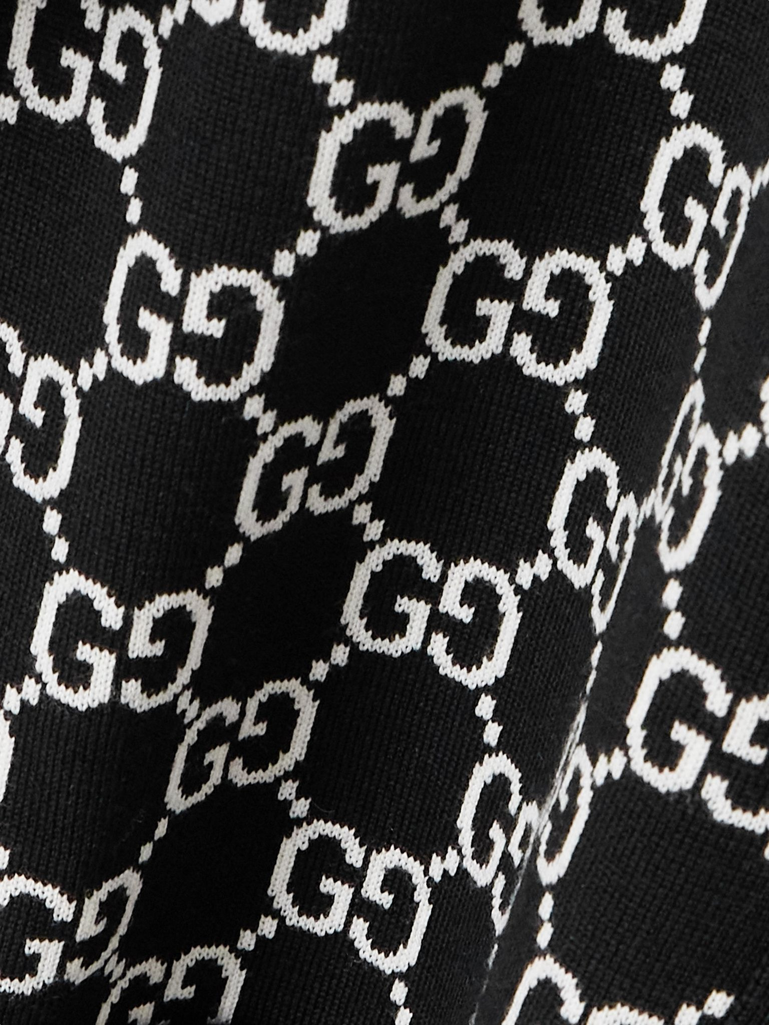 Reversible logo-jacquard wool-blend mini dress Black - 4