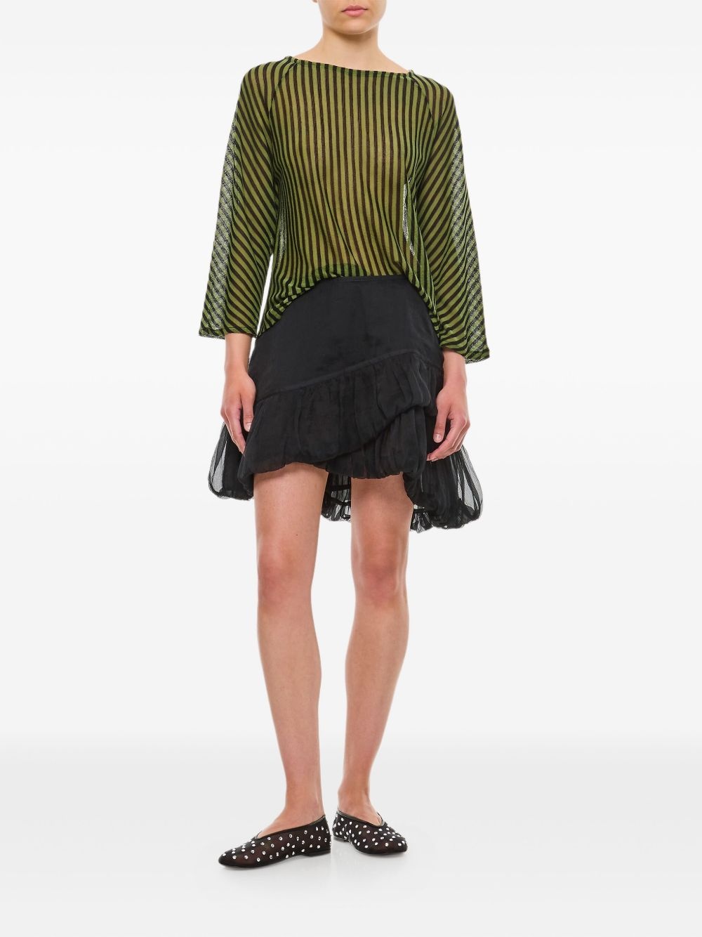 striped-pattern three-quarter top - 2