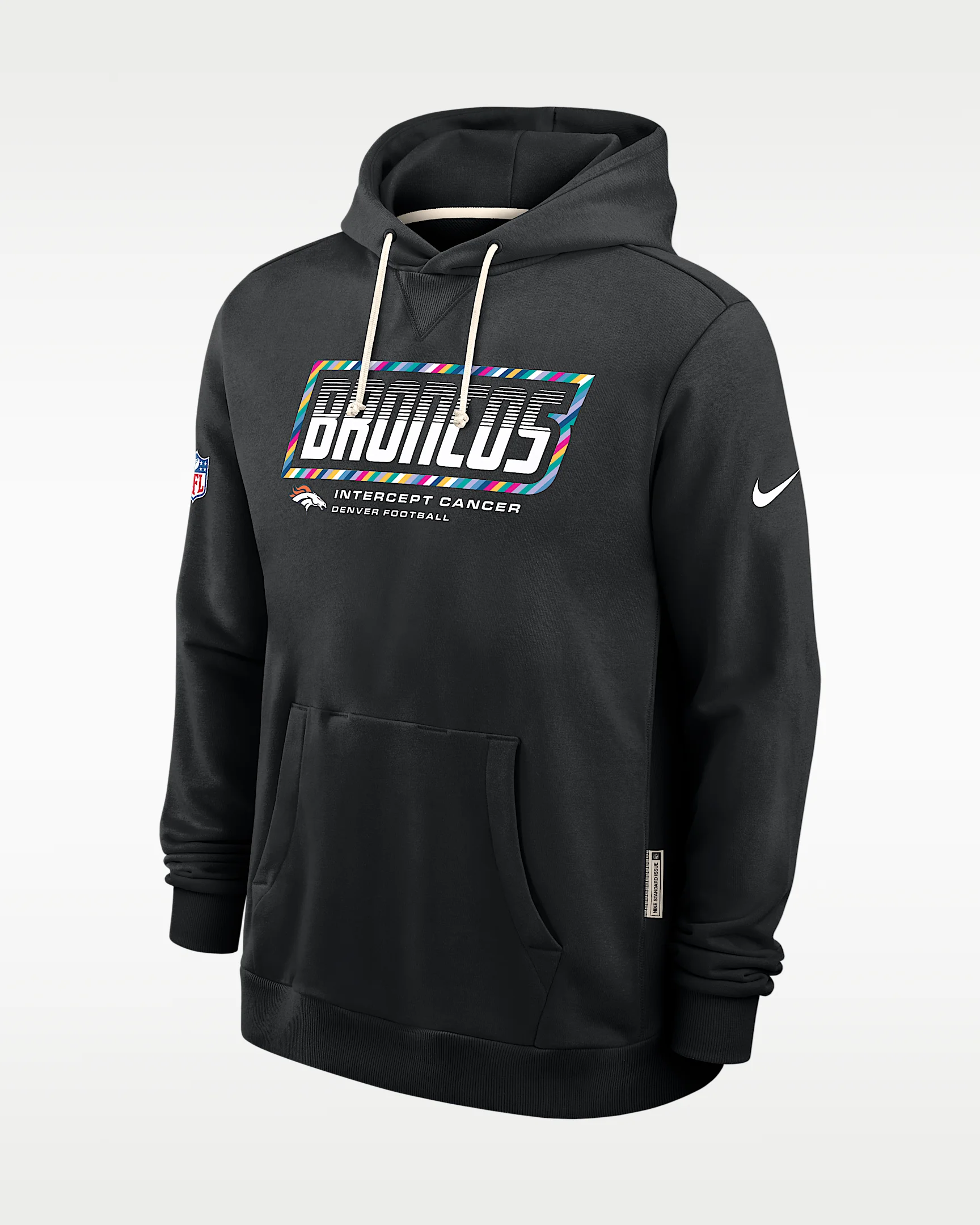 Denver Broncos Crucial Catch Sideline Standard Issue Men's Nike Dri-FIT NFL Pullover Hoodie - 1