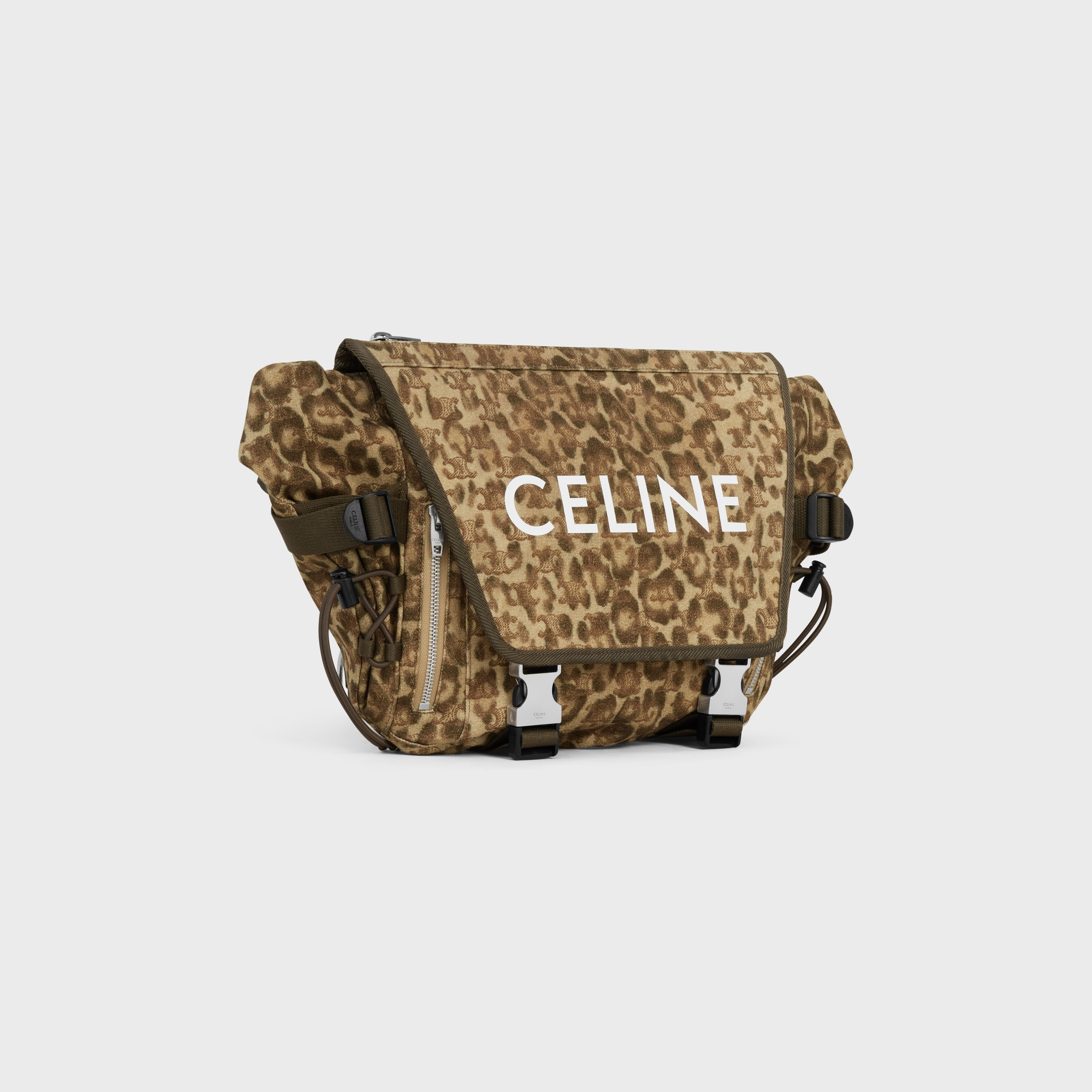 MEDIUM MESSENGER TREKKING in Textile with triomphe leopard print and Celine print - 2