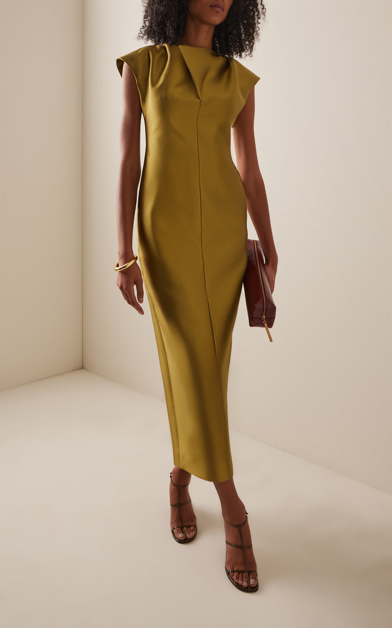 CHRISTOPHER JOHN ROGERS Exclusive Peel Silk-Wool Maxi Sheath Dress green outlook