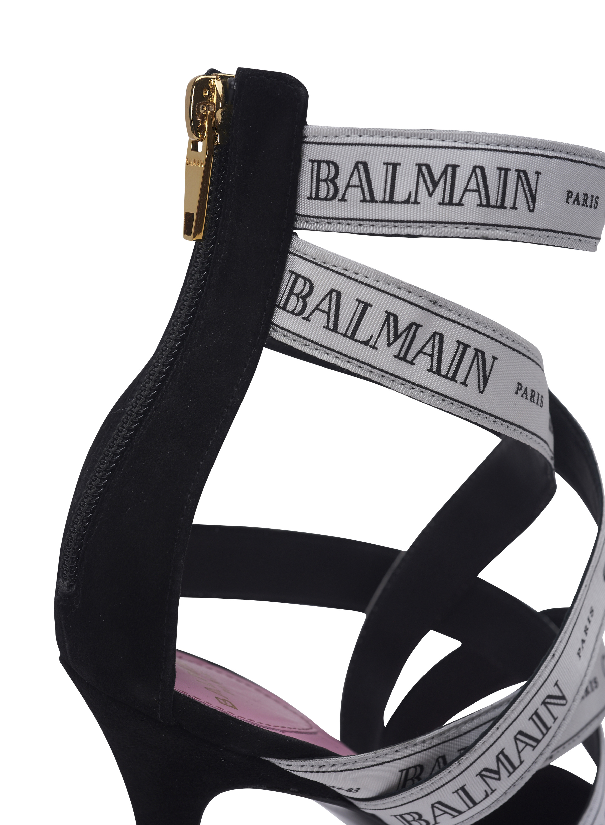 Couture suede heels with Balmain ribbon motif - 7