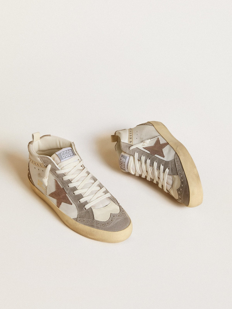 Golden Goose Mid Star in nappa and suede with light brown metallic leather star outlook