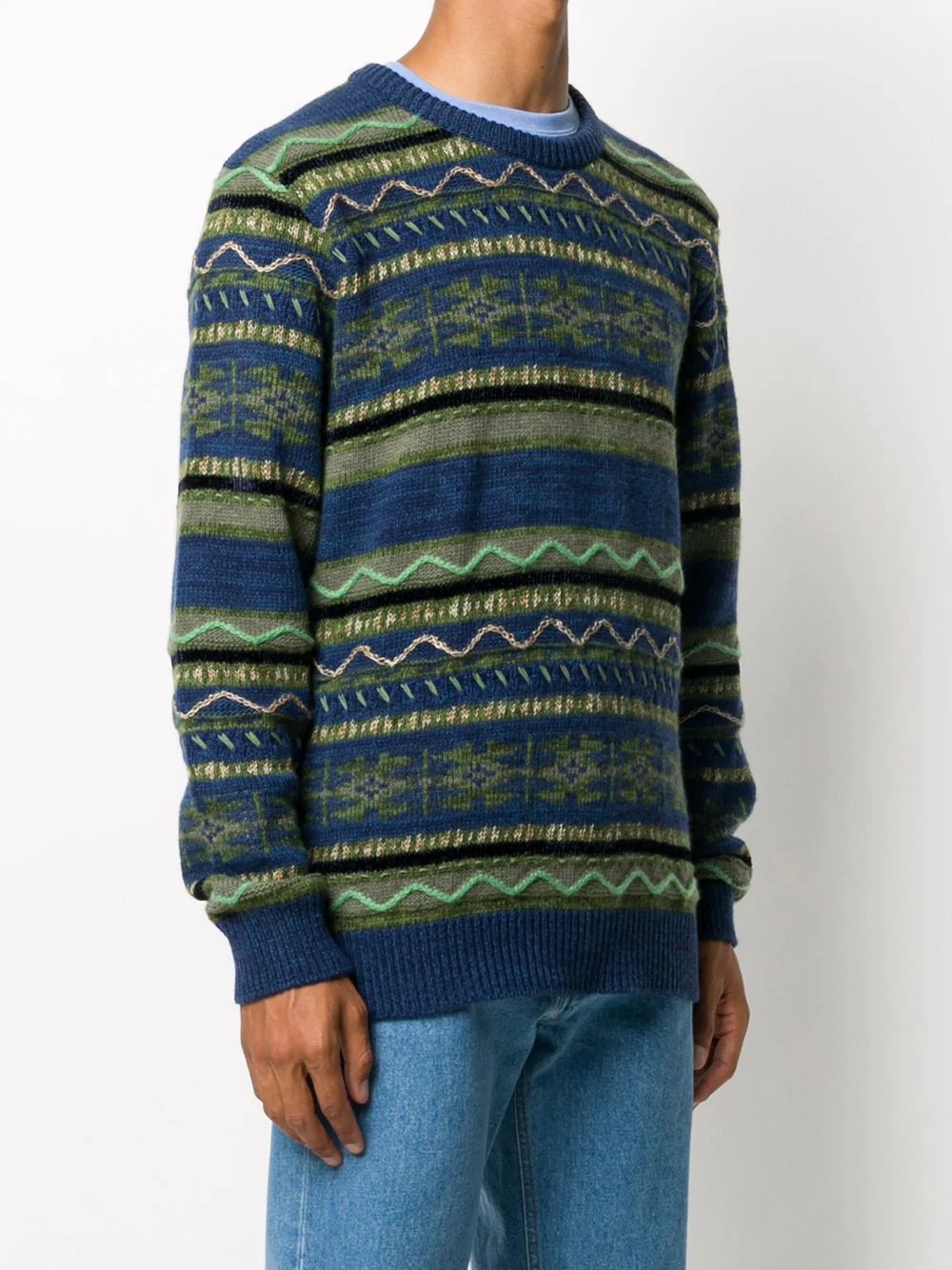 contrast pattern intarsia-knit jumper - 3