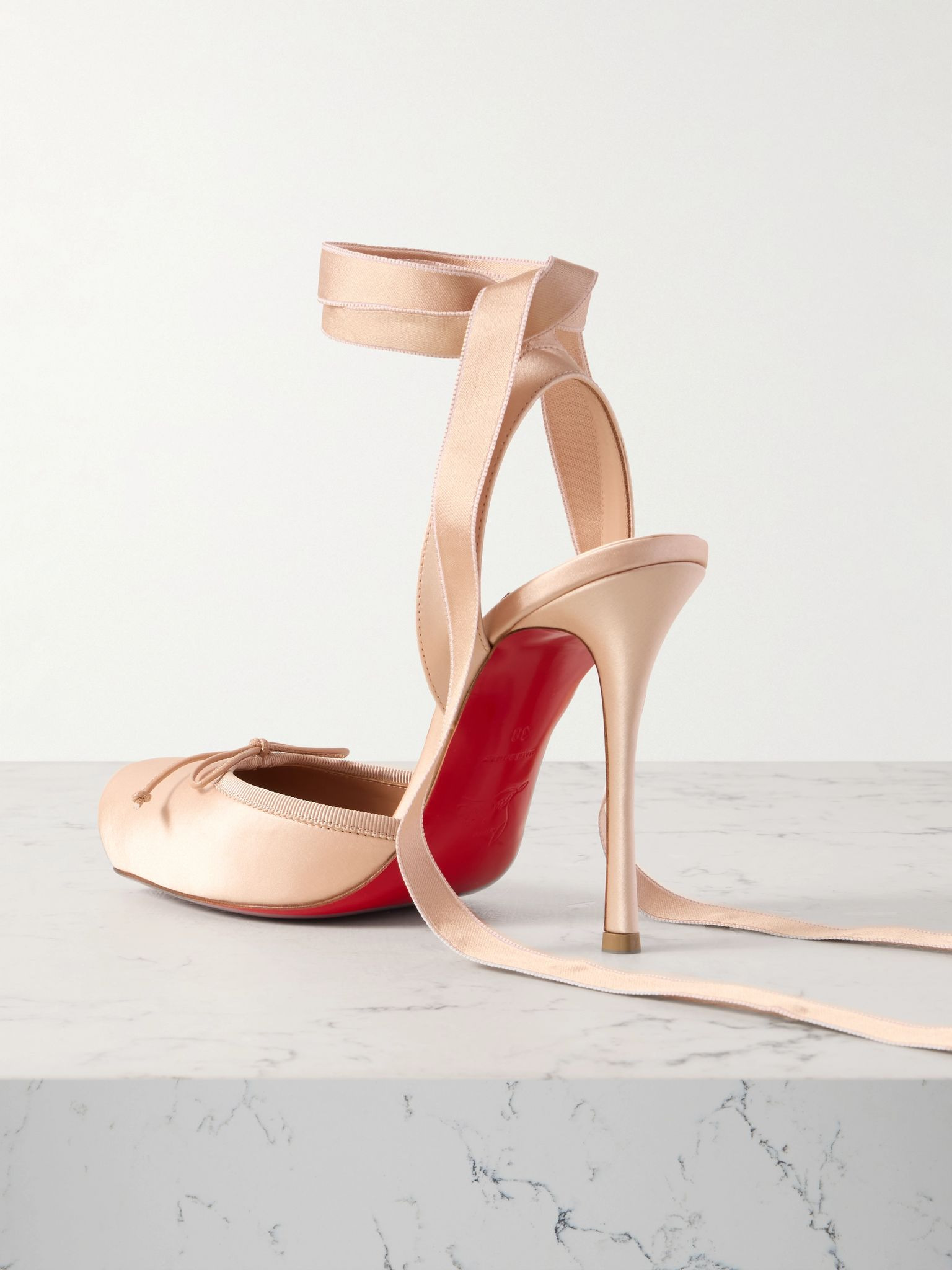 Cassia 100 bow-detailed satin-crepe pumps Blush - 3