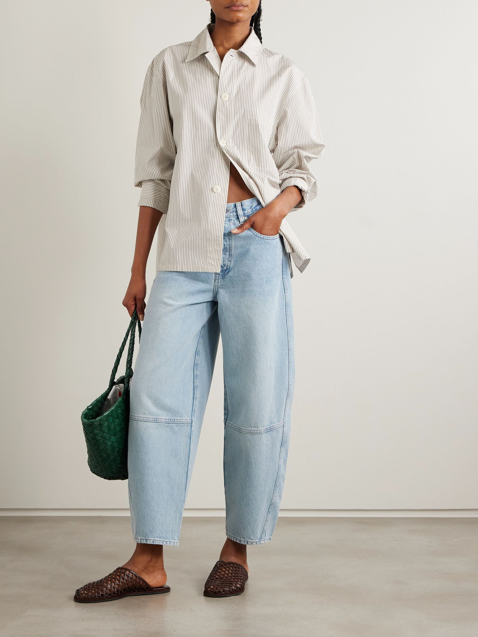 The Twisted paneled high-rise straight-leg jeans Light denim - 2
