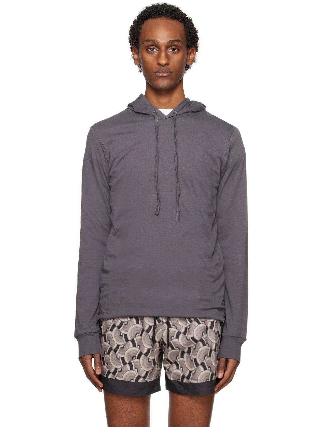 Gray Drawstring Hoodie - 1