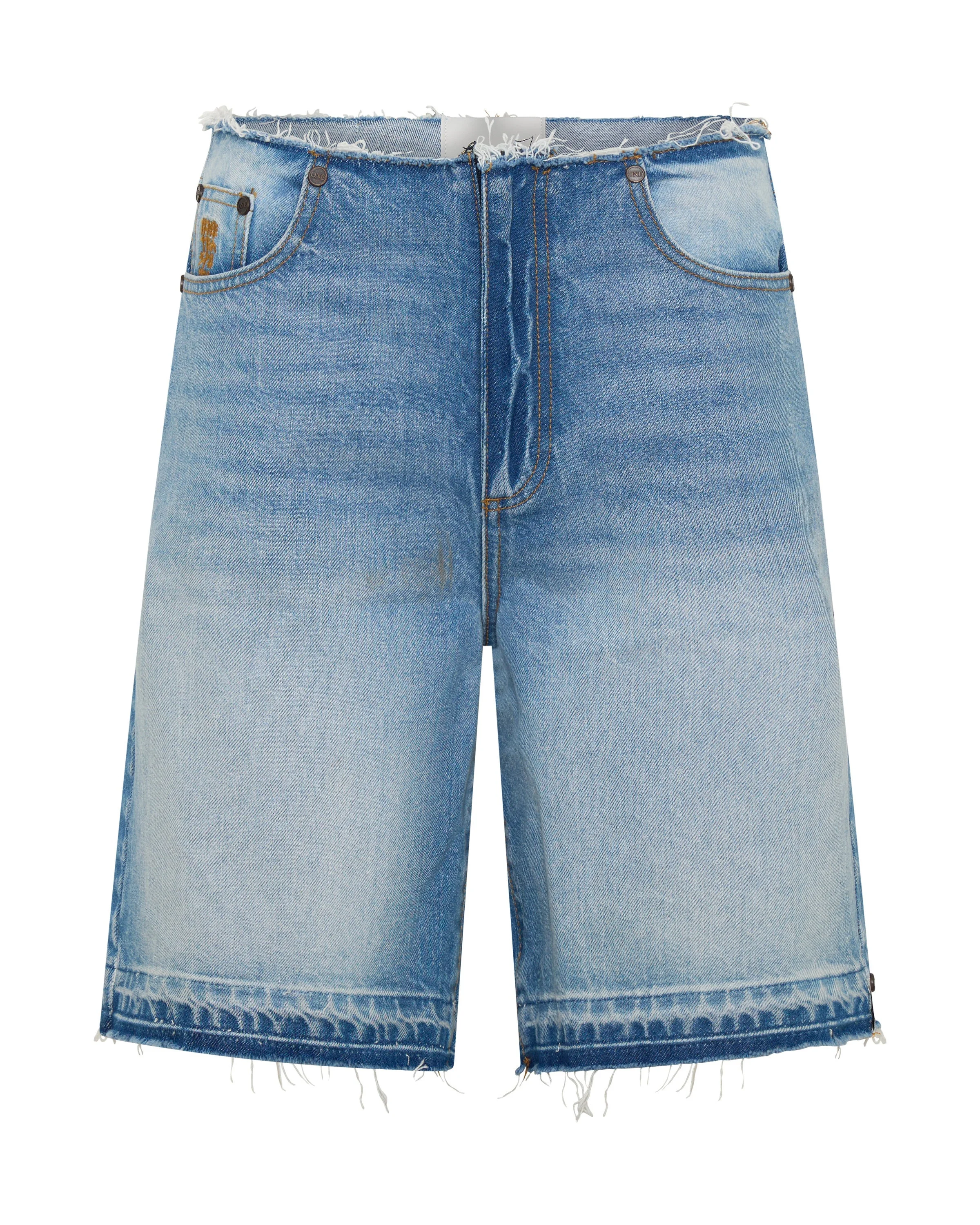 Rambler Mid Waist Wide Leg Boyfriend Denim Shorts - Endless Summer Blue - 1