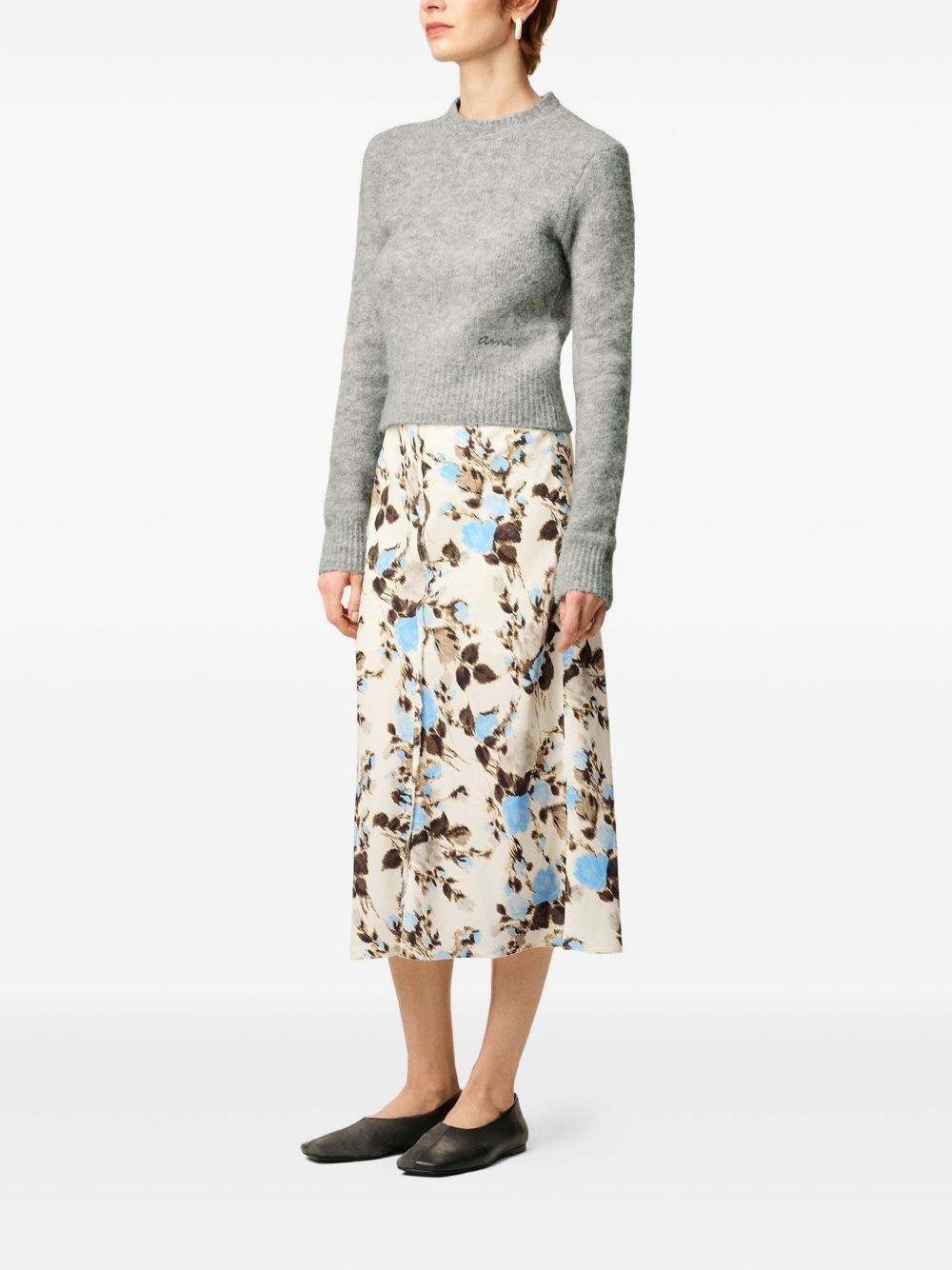 floral-print A-line mid skirt - 3