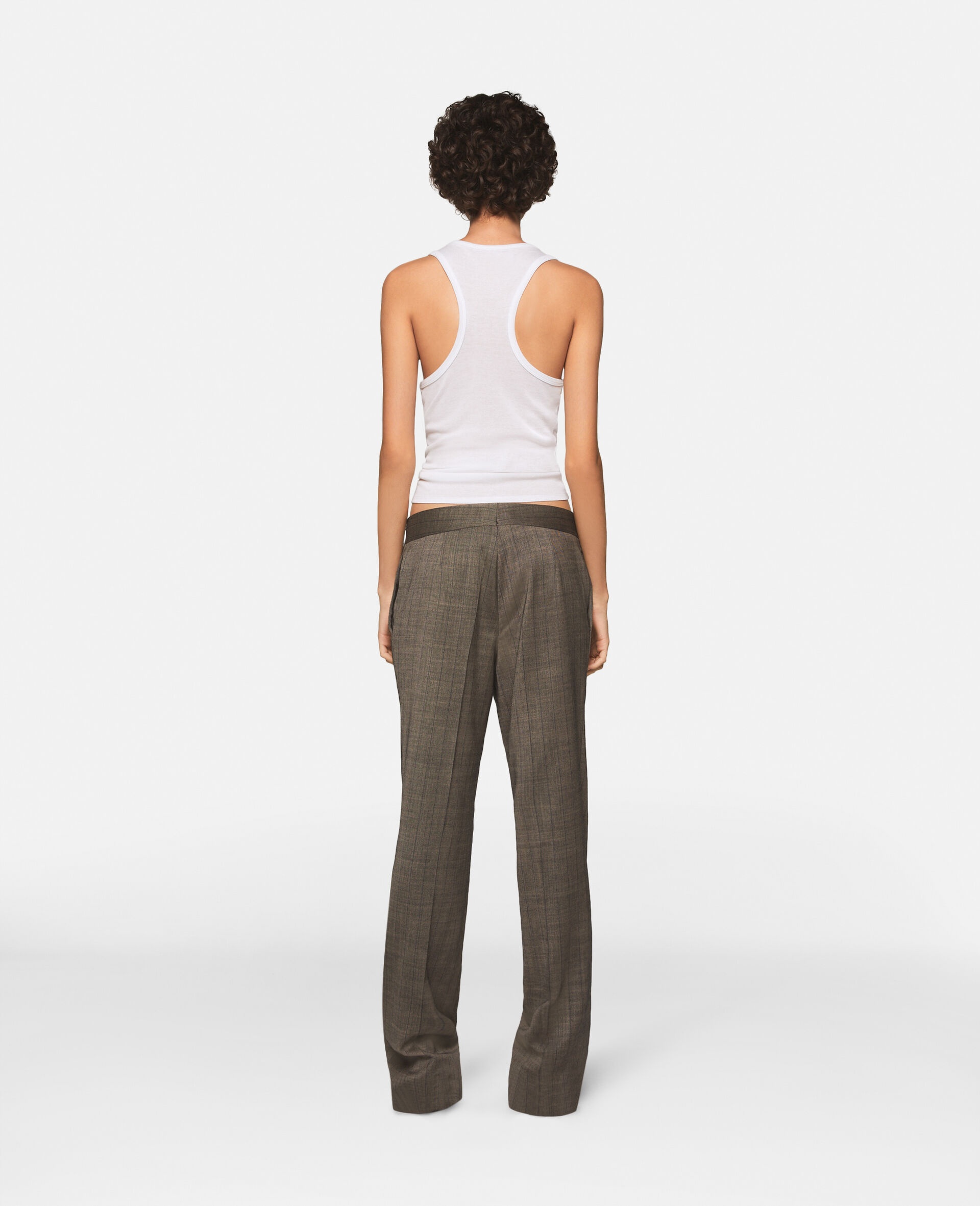 Checked Mid-Rise Straight-Leg Wool Trousers - 3