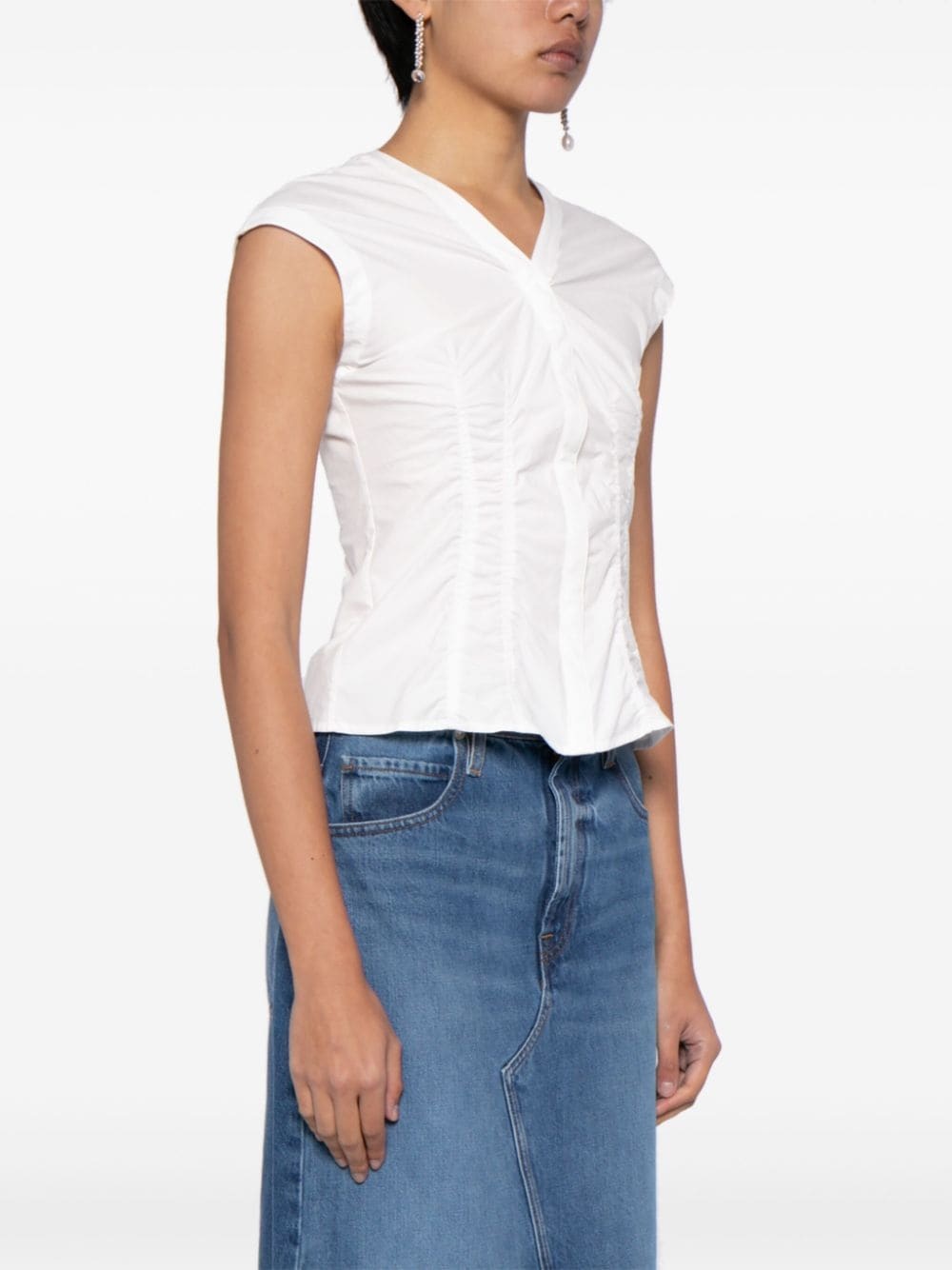 cap-sleeved cotton shirt - 3