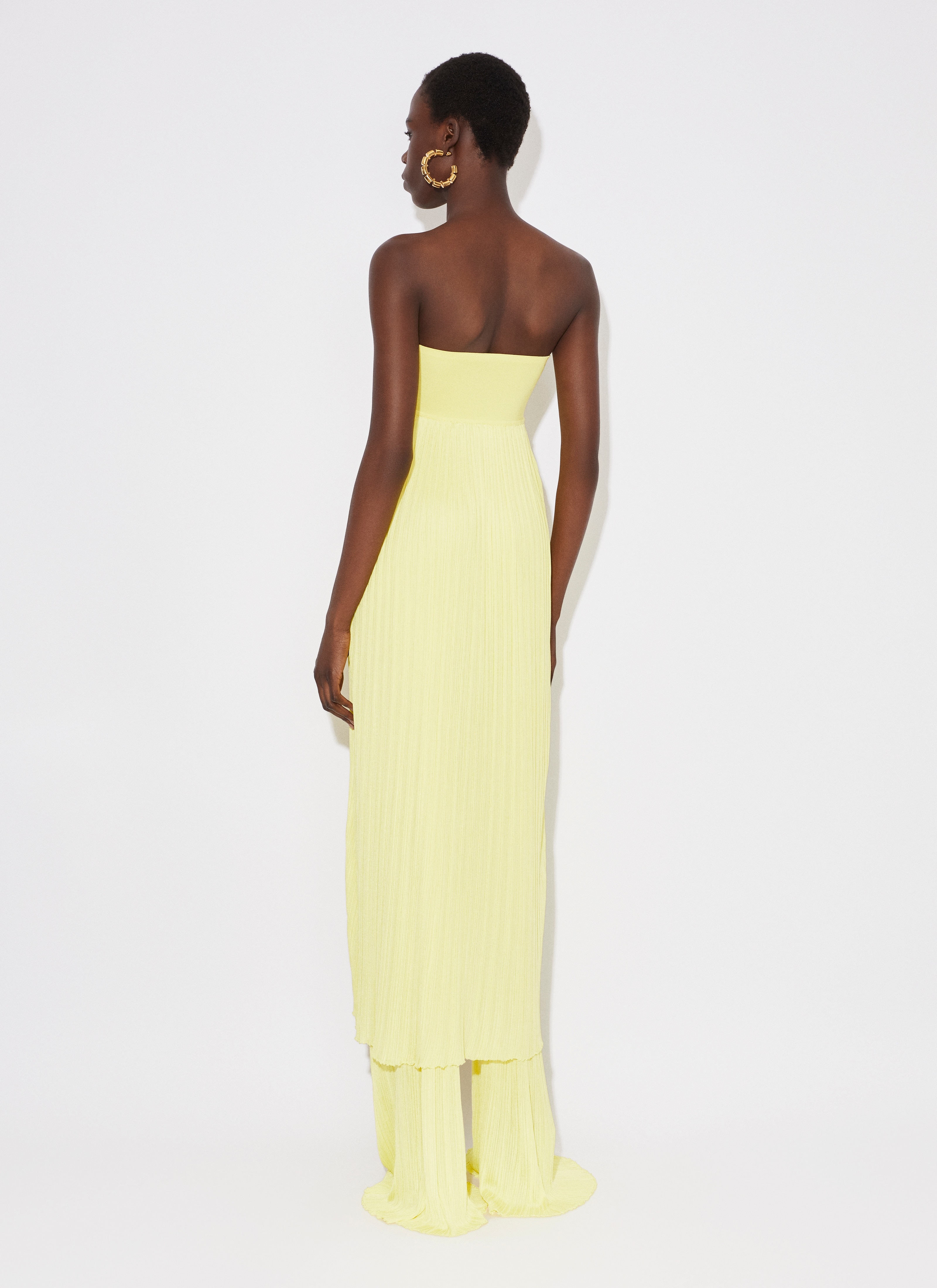STRAPELESS DRESS IN PLEATED KNIT - 3