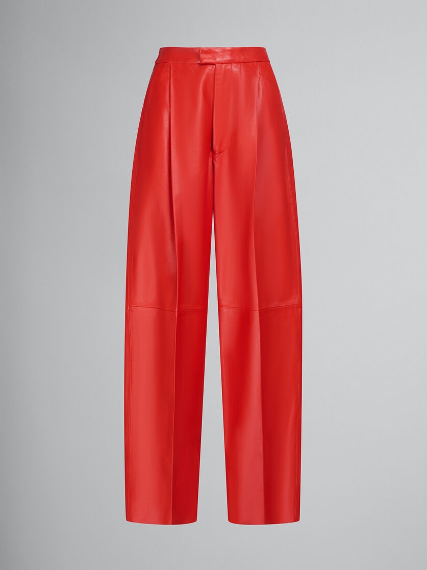 RED NAPPA LEATHER TAILORED TROUSERS - 1
