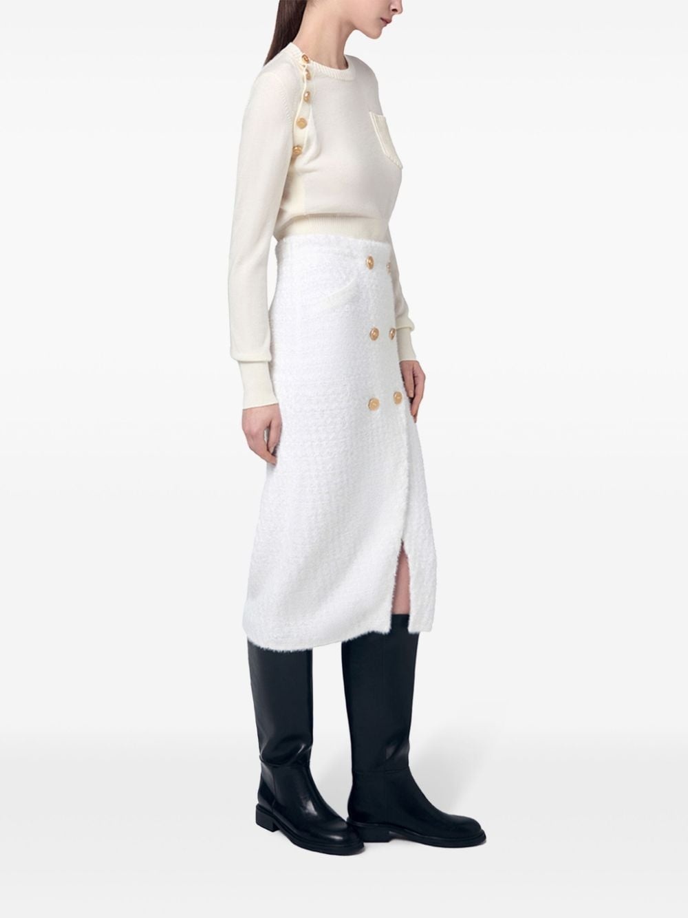 logo-button wool jumper - 3