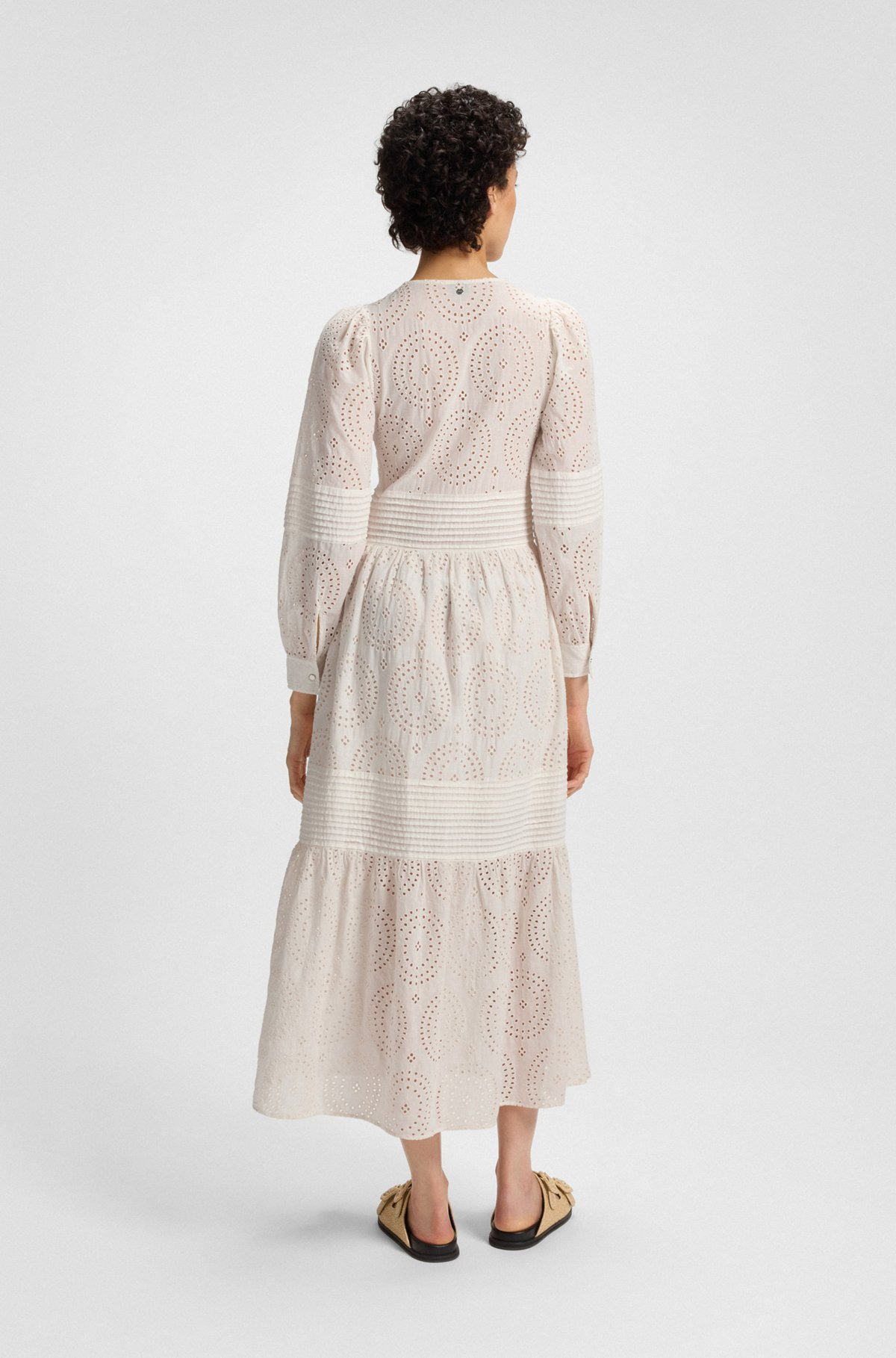 PLEAT-DETAIL DRESS IN COTTON BRODERIE - 4