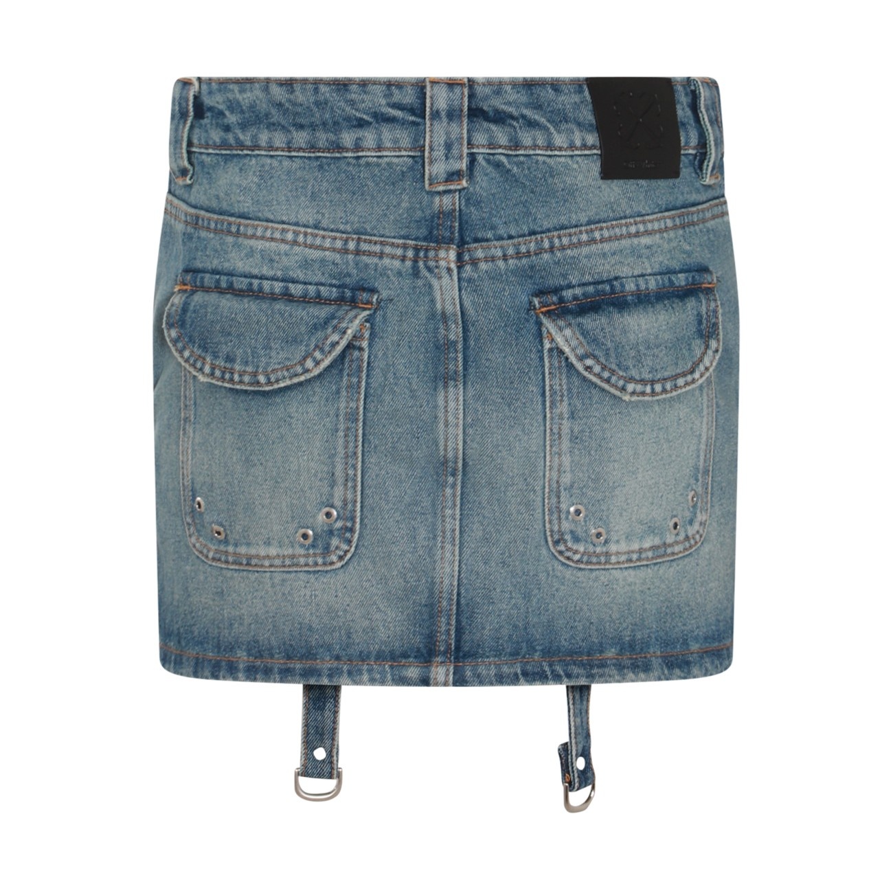 blue cotton denim skirt - 2