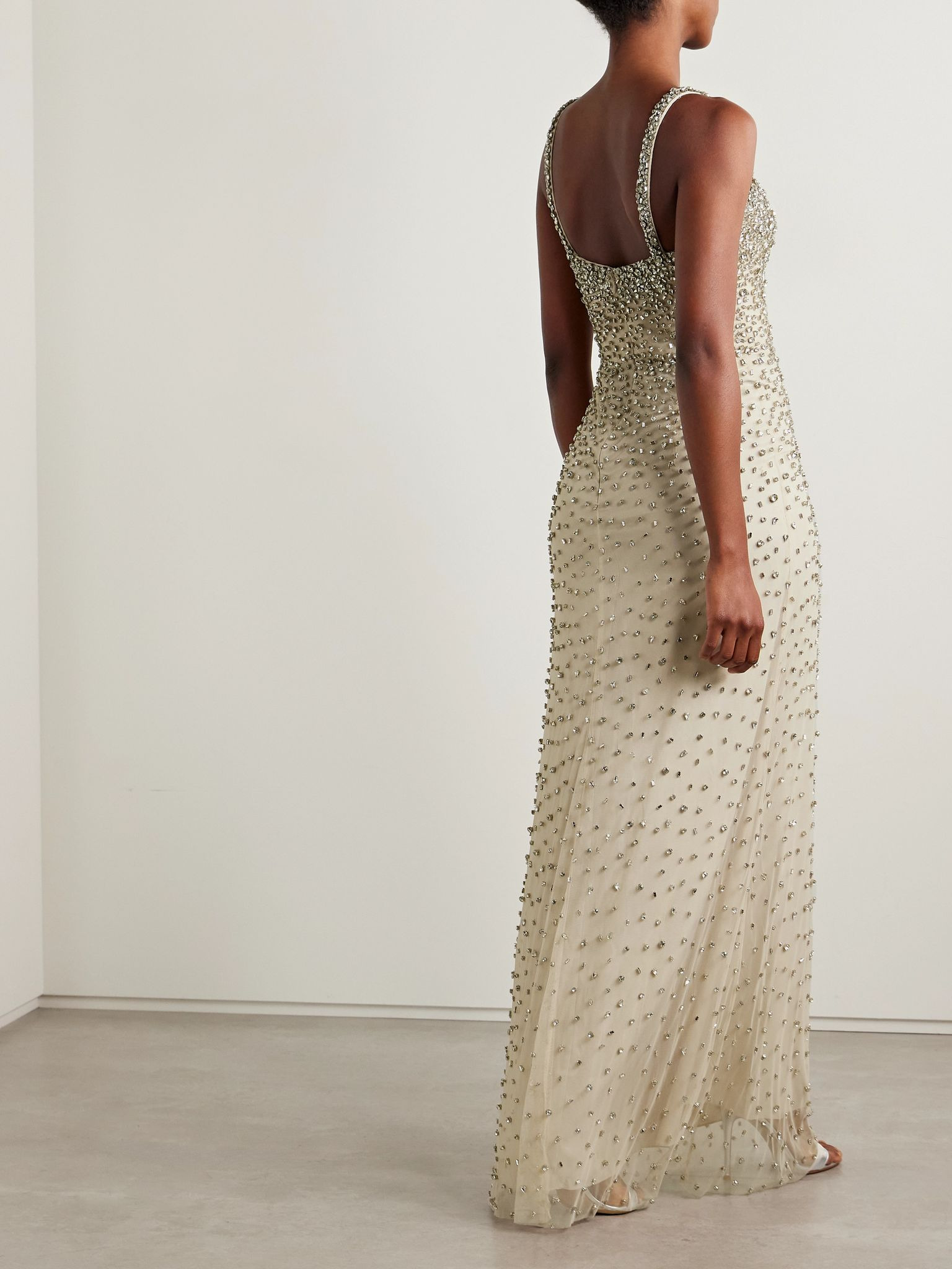 Cherry crystal-embellished tulle gown Neutral - 3